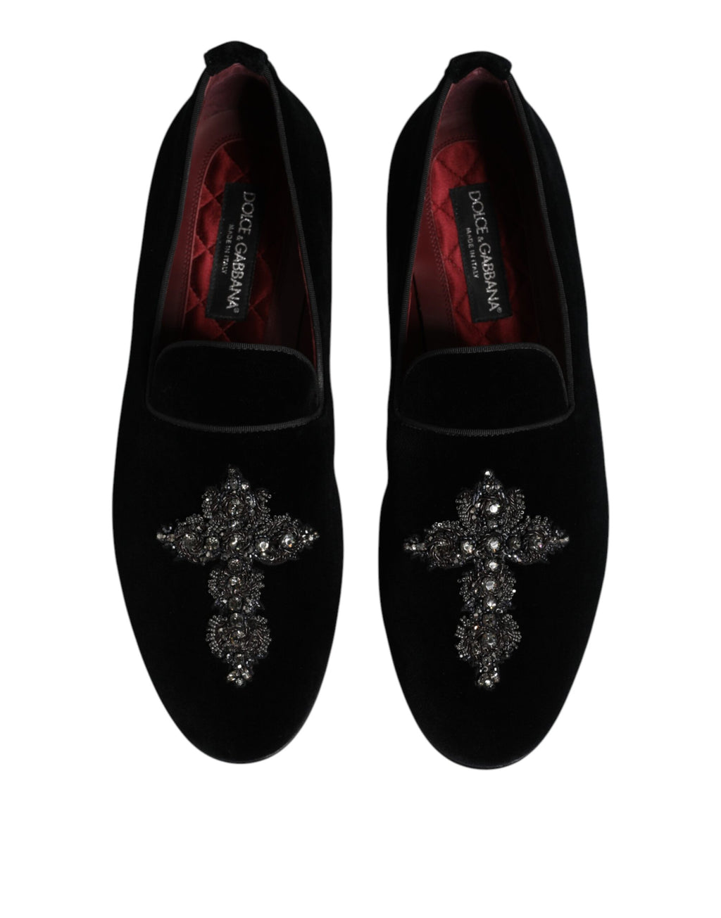 Dolce & Gabbana Black Suede Cross Slip On Loafers Dress Shoes