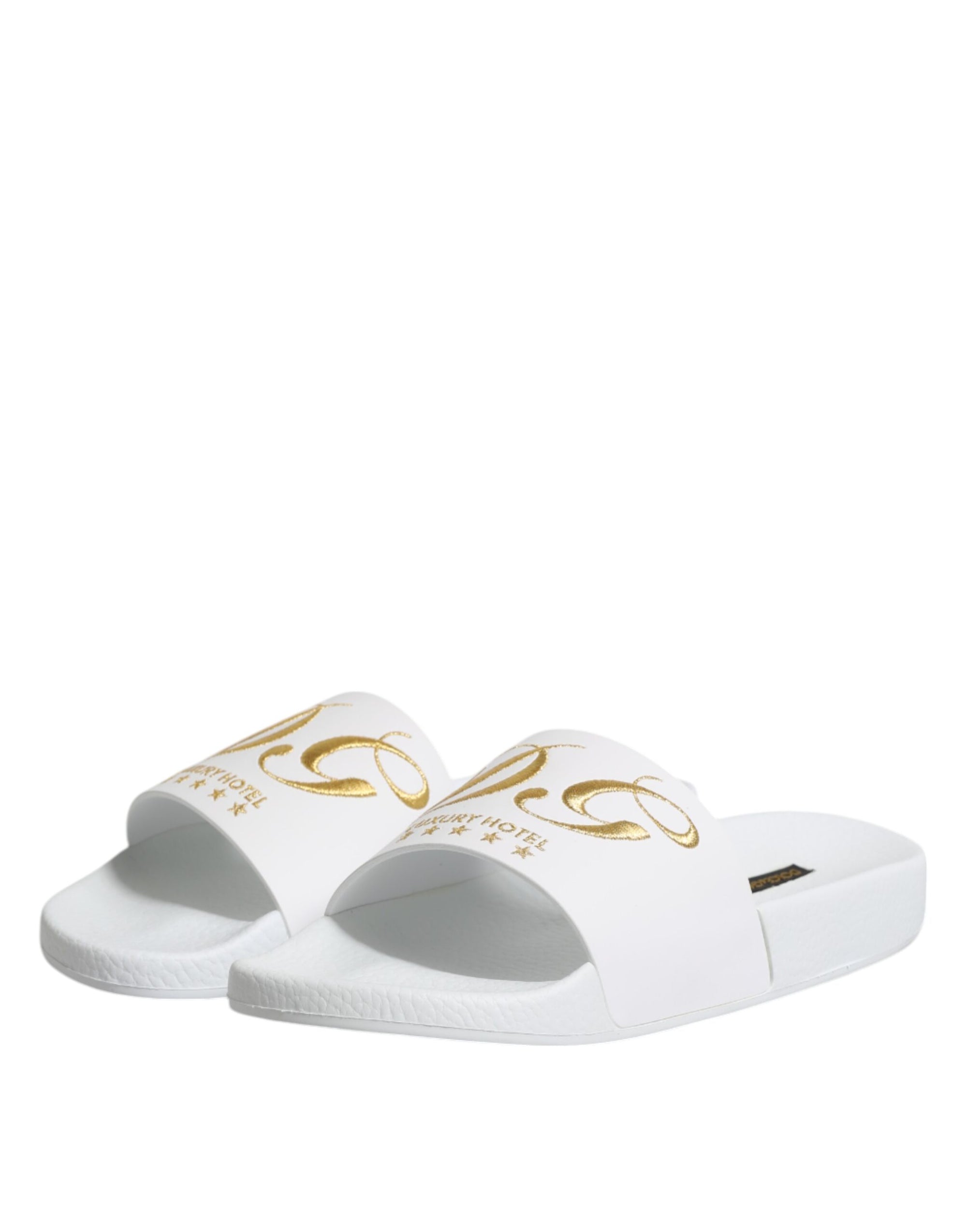 Dolce & Gabbana White Leather Slides Sandals Beachwear Shoes