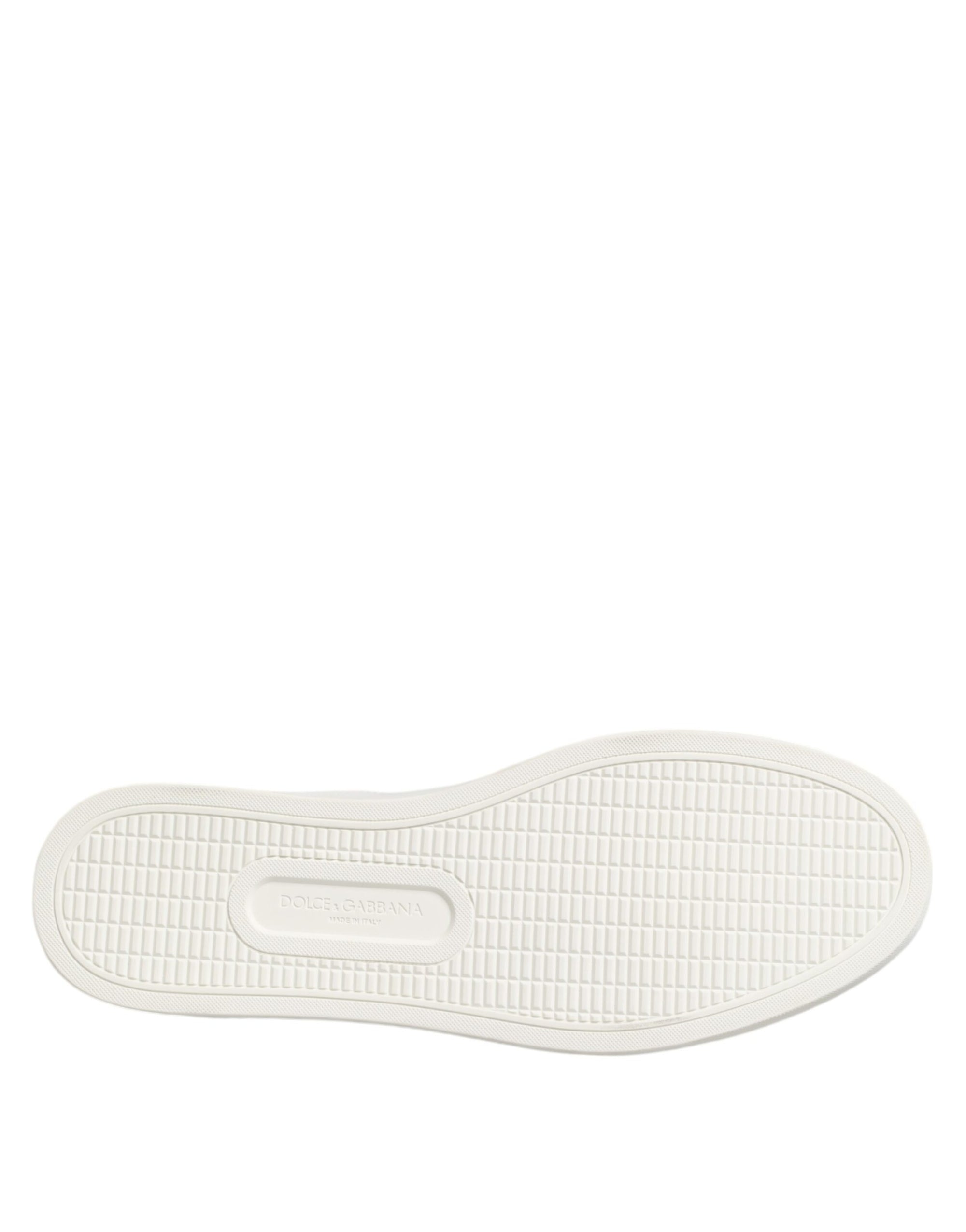 Dolce & Gabbana White Brown Leather Low Top Men Sneakers Shoes