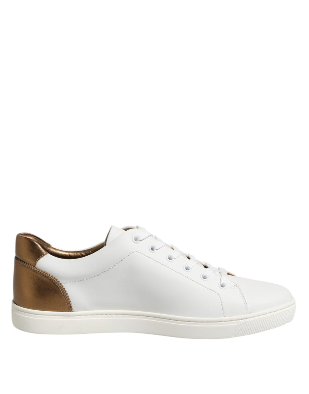 Dolce & Gabbana White Brown Leather Low Top Sneakers Shoes