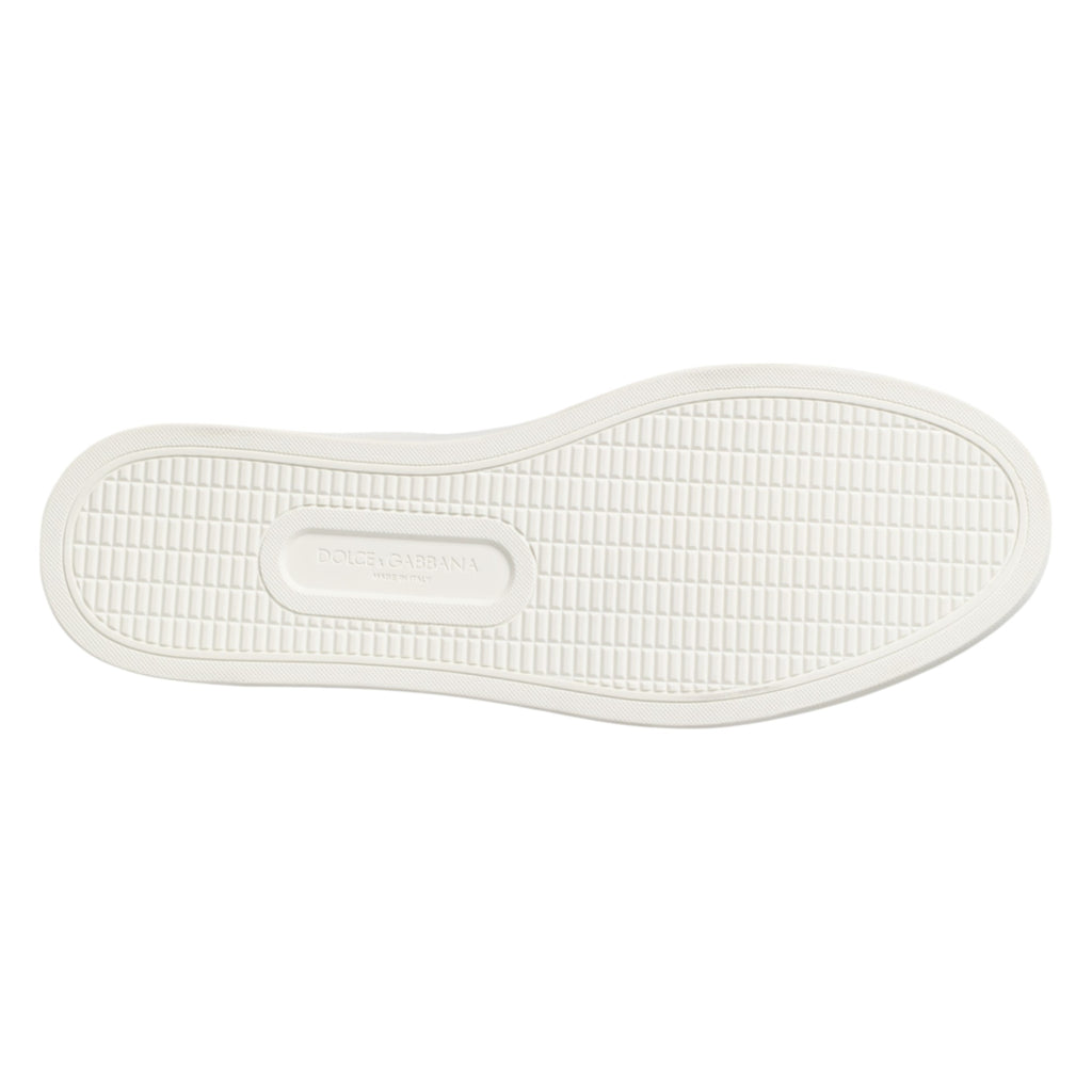 Dolce & Gabbana White Brown Leather Low Top Sneakers Shoes