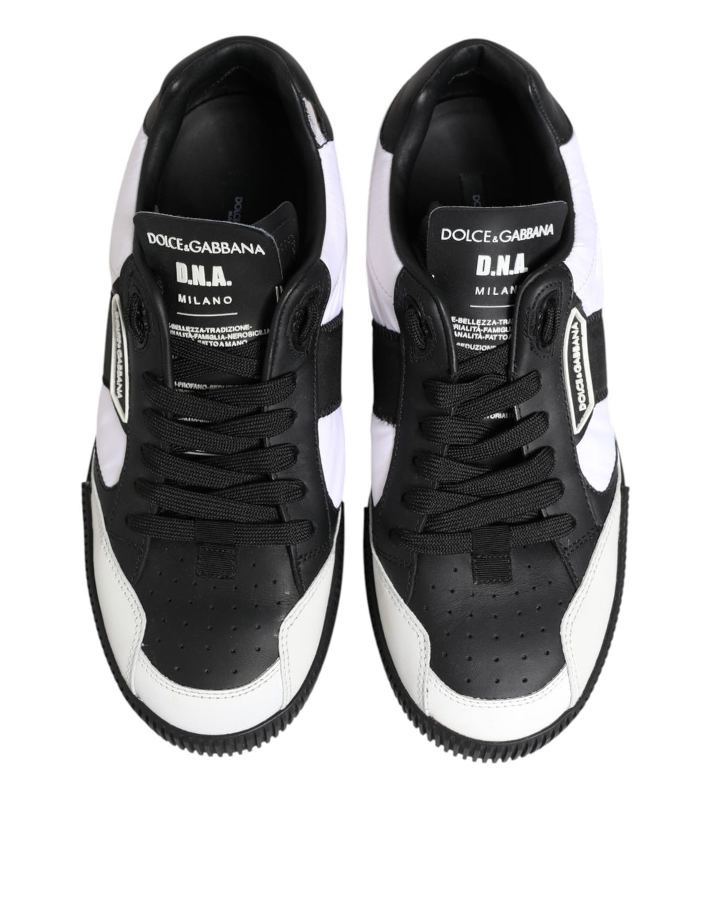 Dolce & Gabbana Black White Leather MIAMI Low Top Sneakers Shoes
