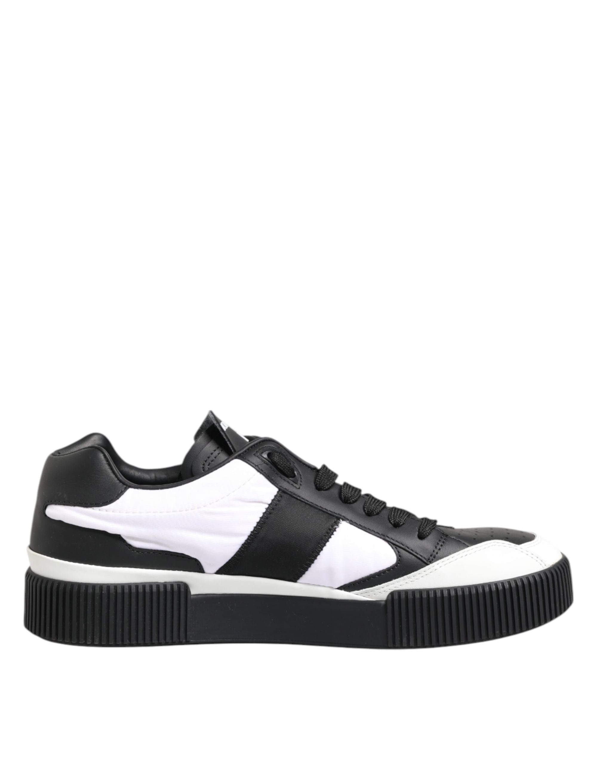 Dolce & Gabbana Black White Leather MIAMI Low Top Sneakers Shoes