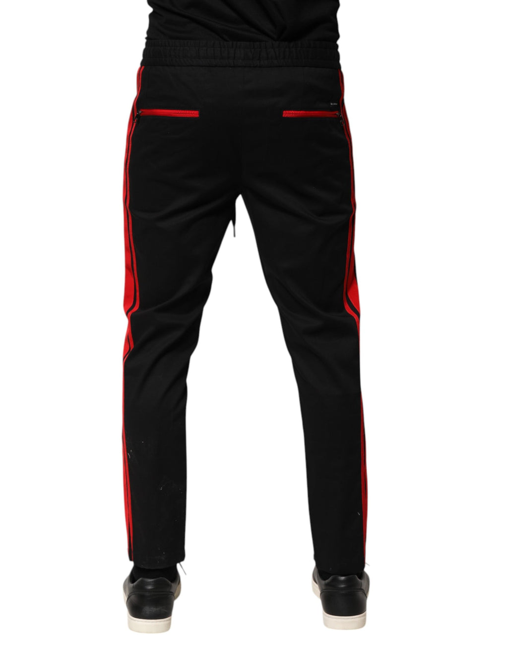 Dolce & Gabbana Red Stripe Cotton Logo Jogger Sweatpants Pants
