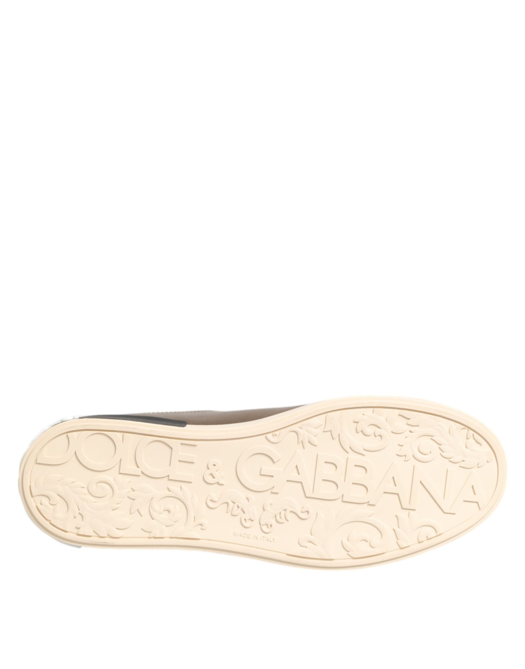 Dolce & Gabbana Gold White Leather Low Top Men Sneakers Shoes