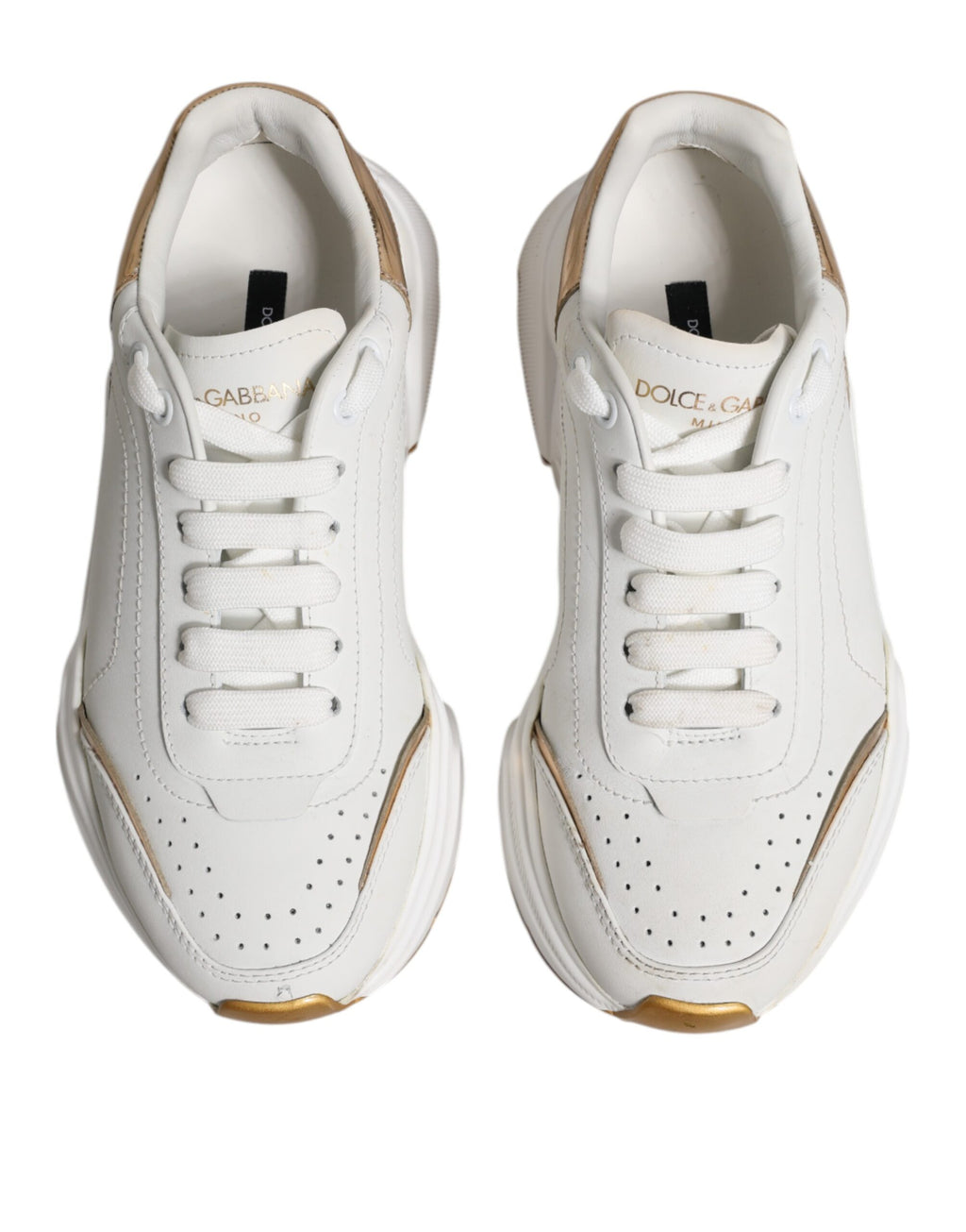 Dolce & Gabbana White Gold Daymaster Low Top Sneakers Shoes