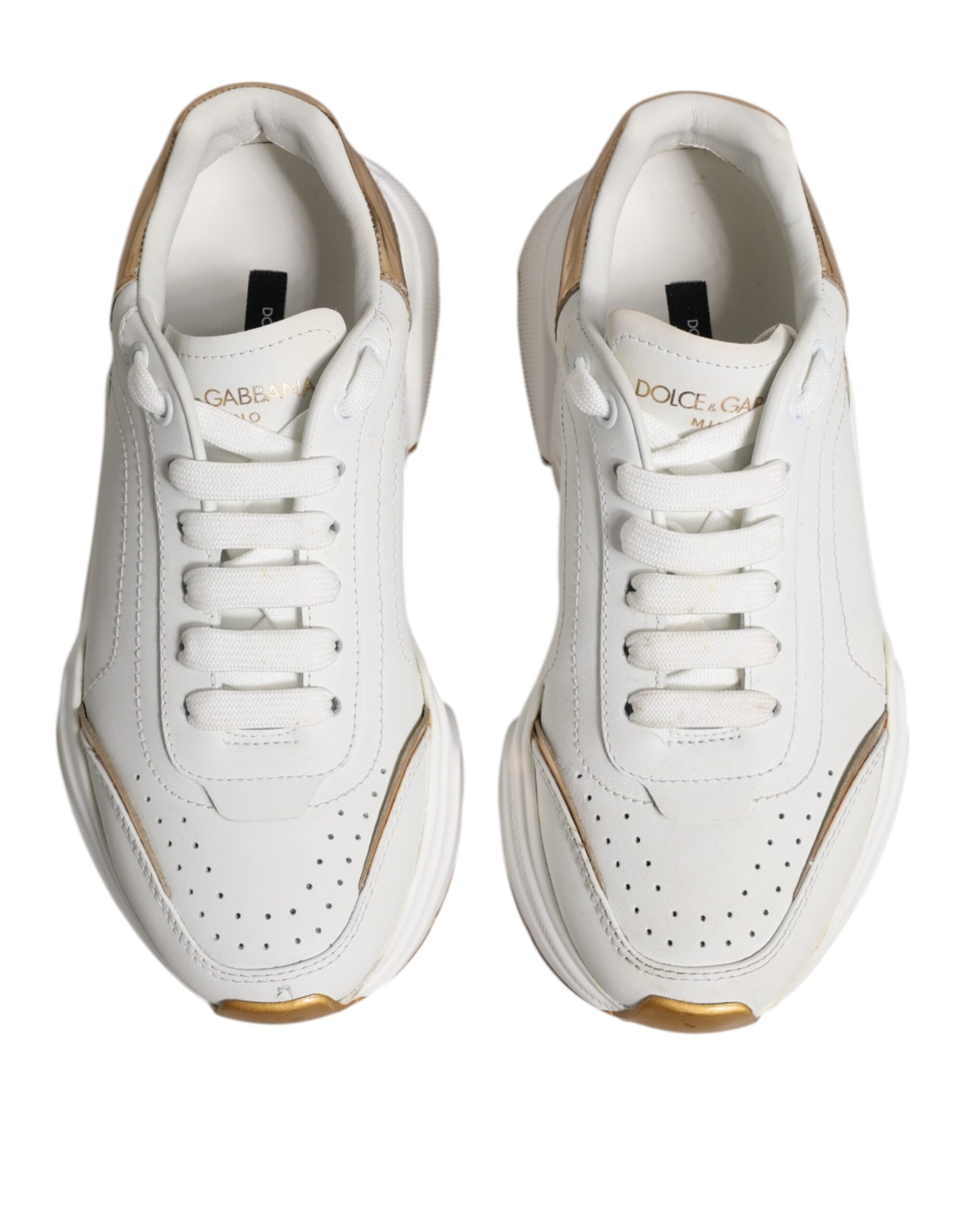Dolce & Gabbana White Gold Daymaster Low Top Sneakers Shoes