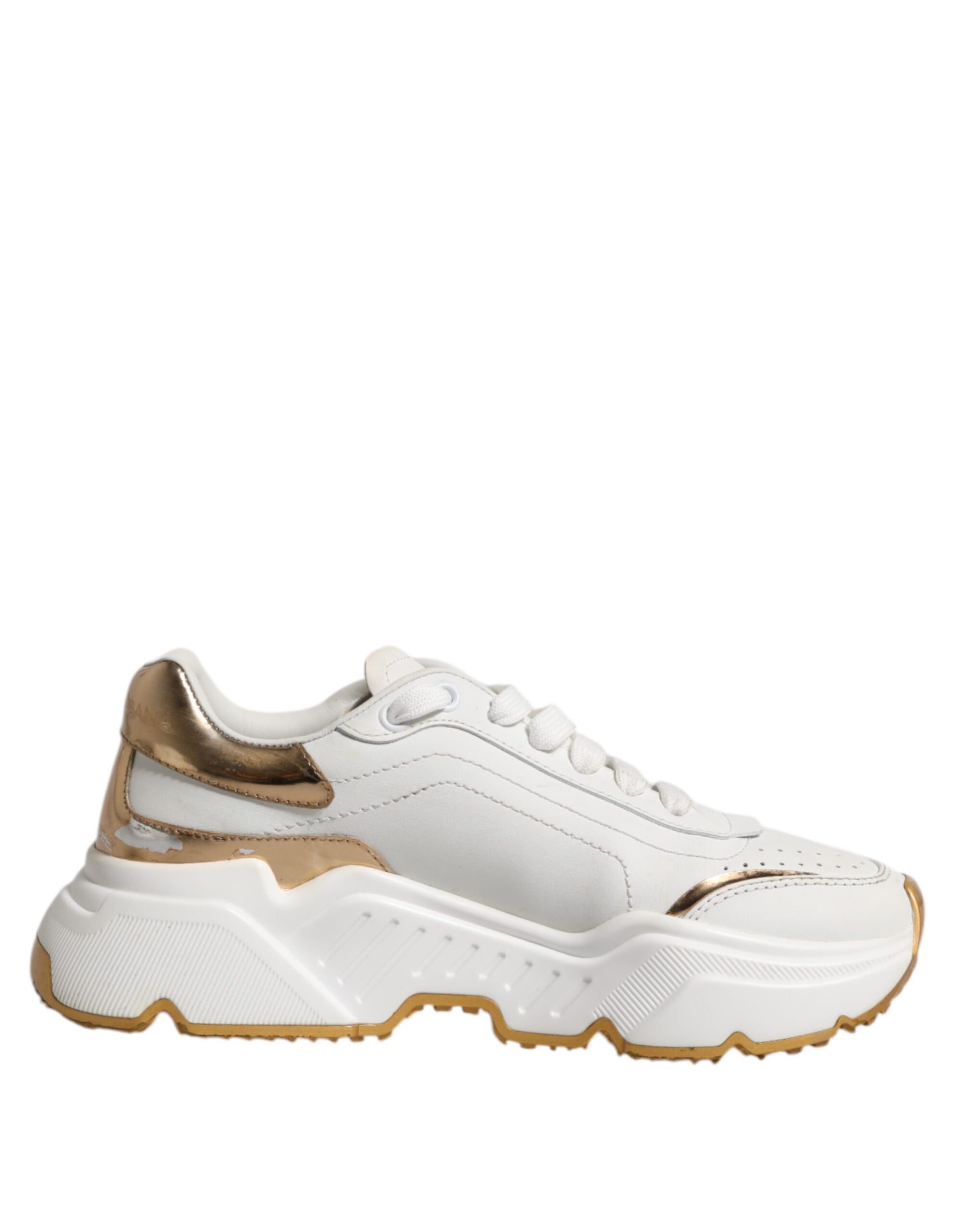 Dolce & Gabbana White Gold Daymaster Low Top Sneakers Shoes
