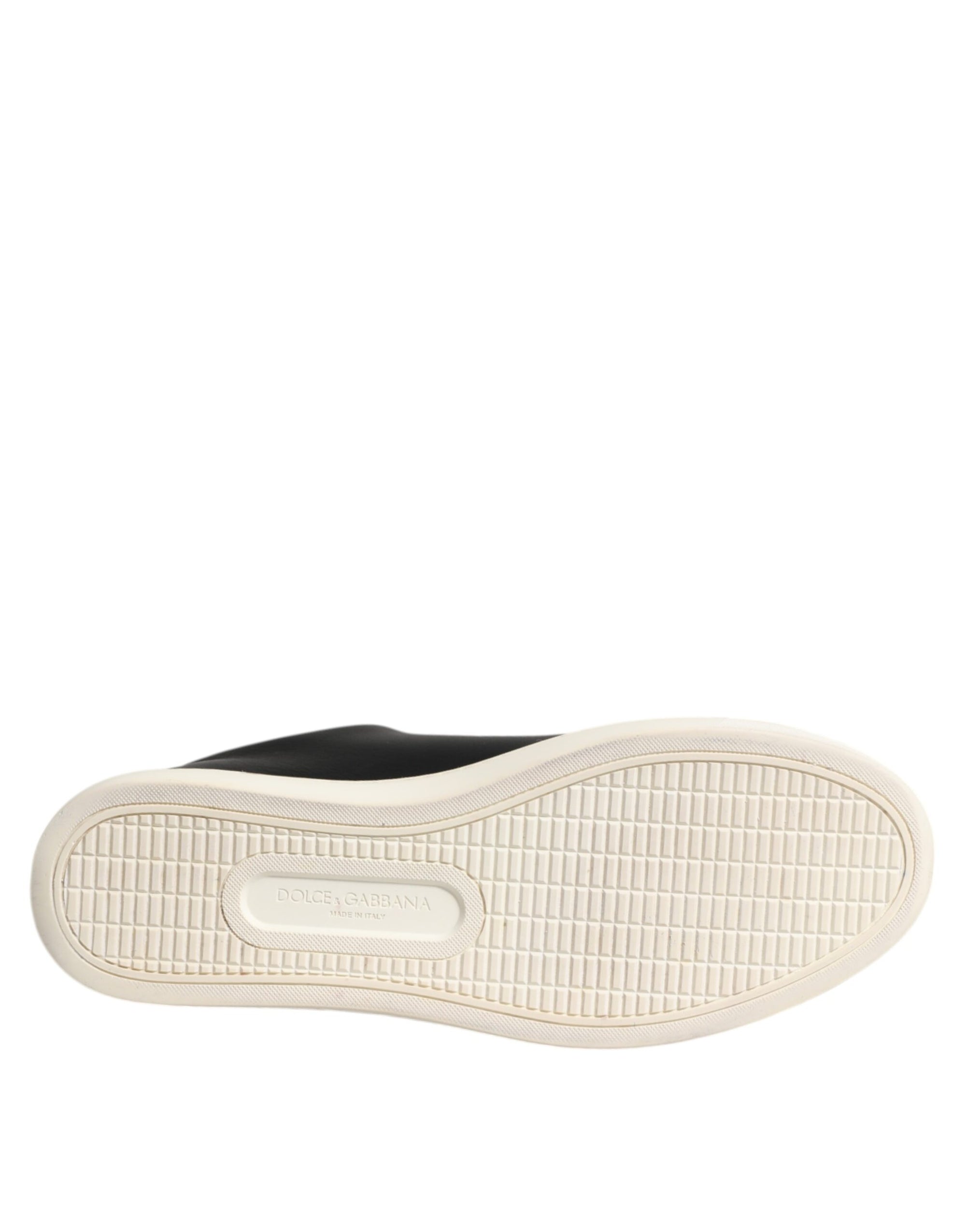 Dolce & Gabbana Black Leather Sacred Heart Sneakers Shoes