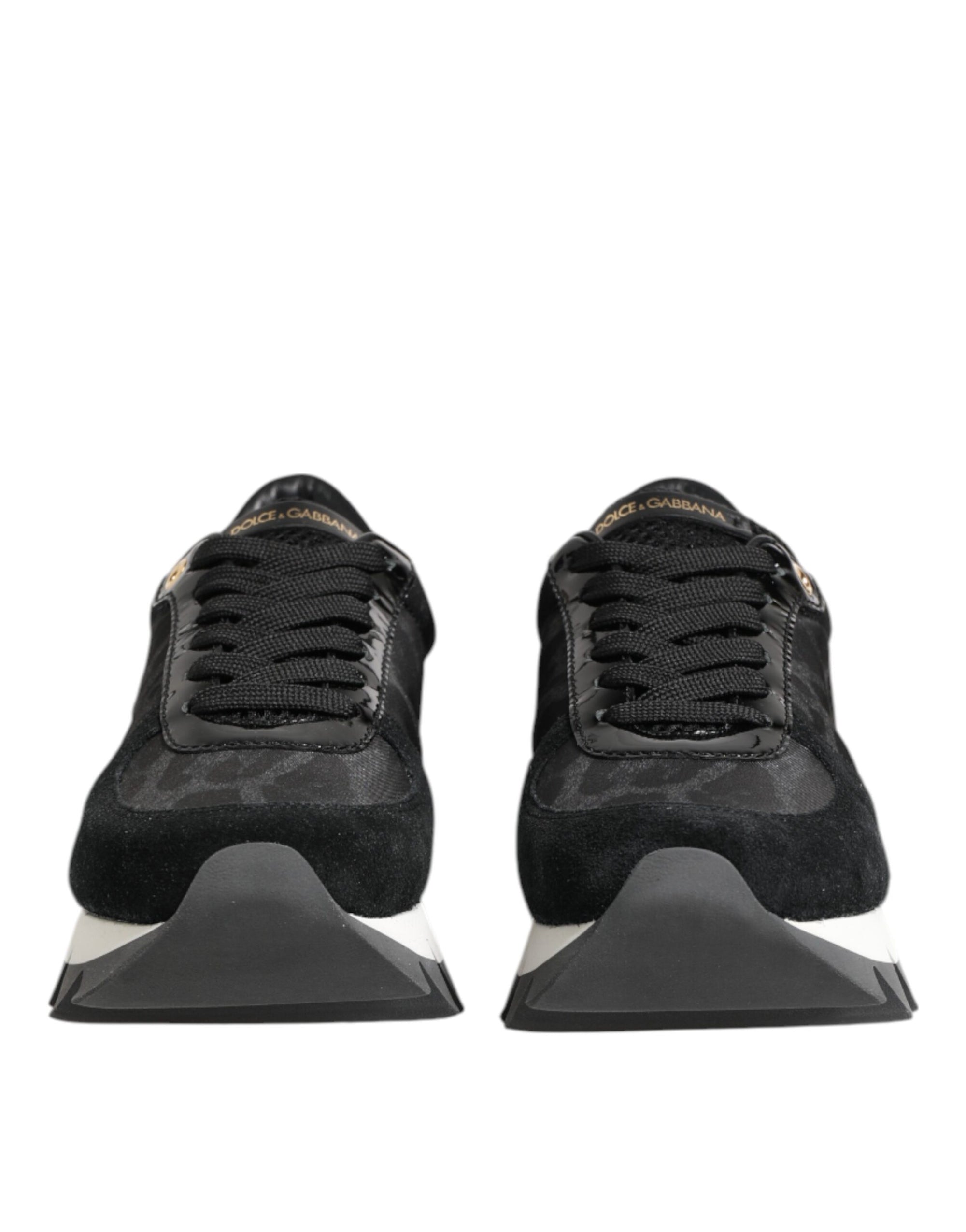 Dolce & Gabbana Black Gray Leopard Low Top Sneakers Shoes