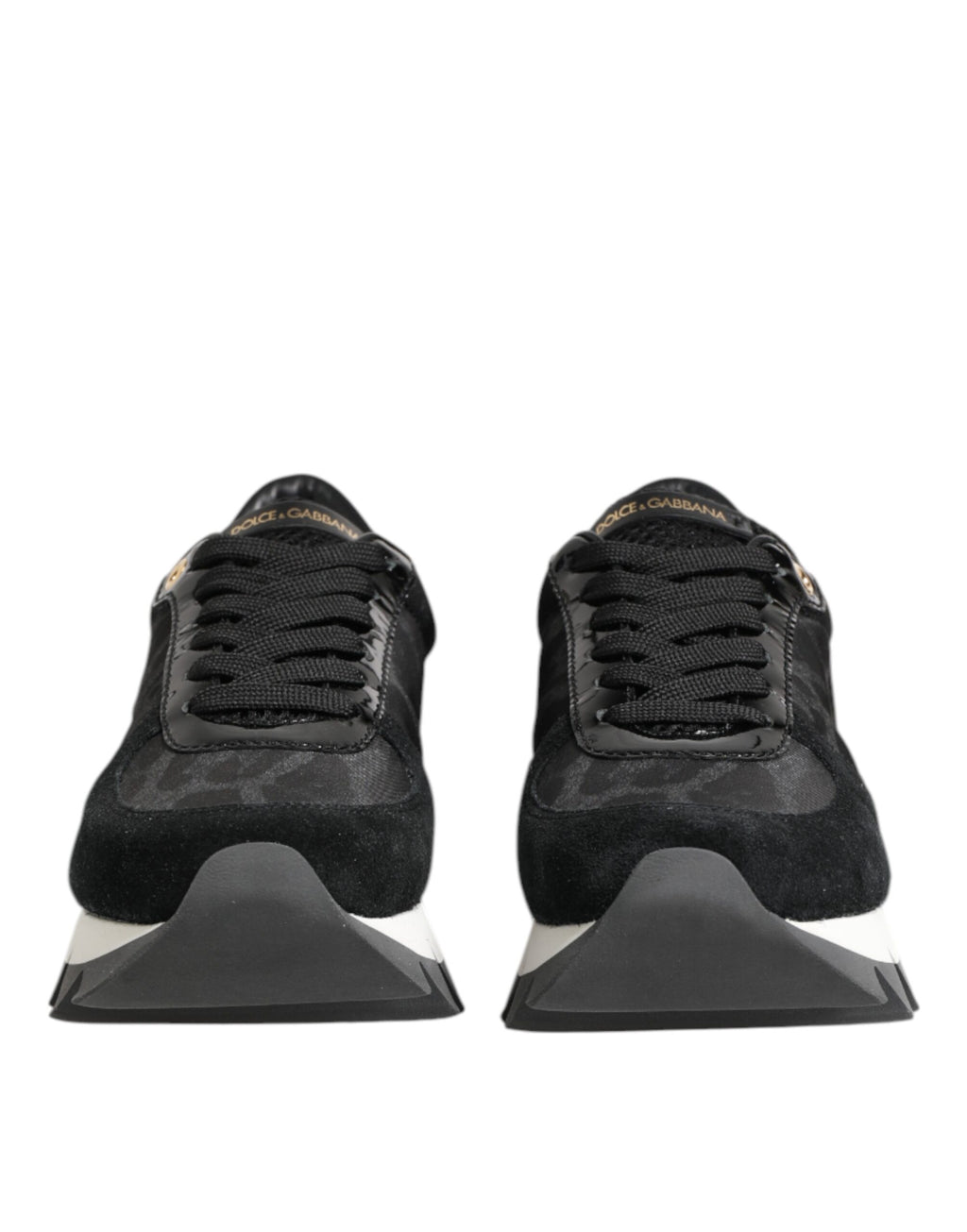 Dolce & Gabbana Black Gray Leopard Low Top Sneakers Shoes