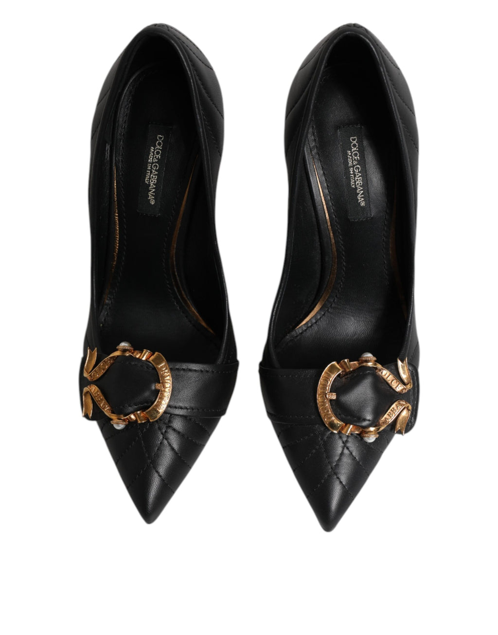 Dolce & Gabbana Black Devotion Leather Heels Pumps Shoes