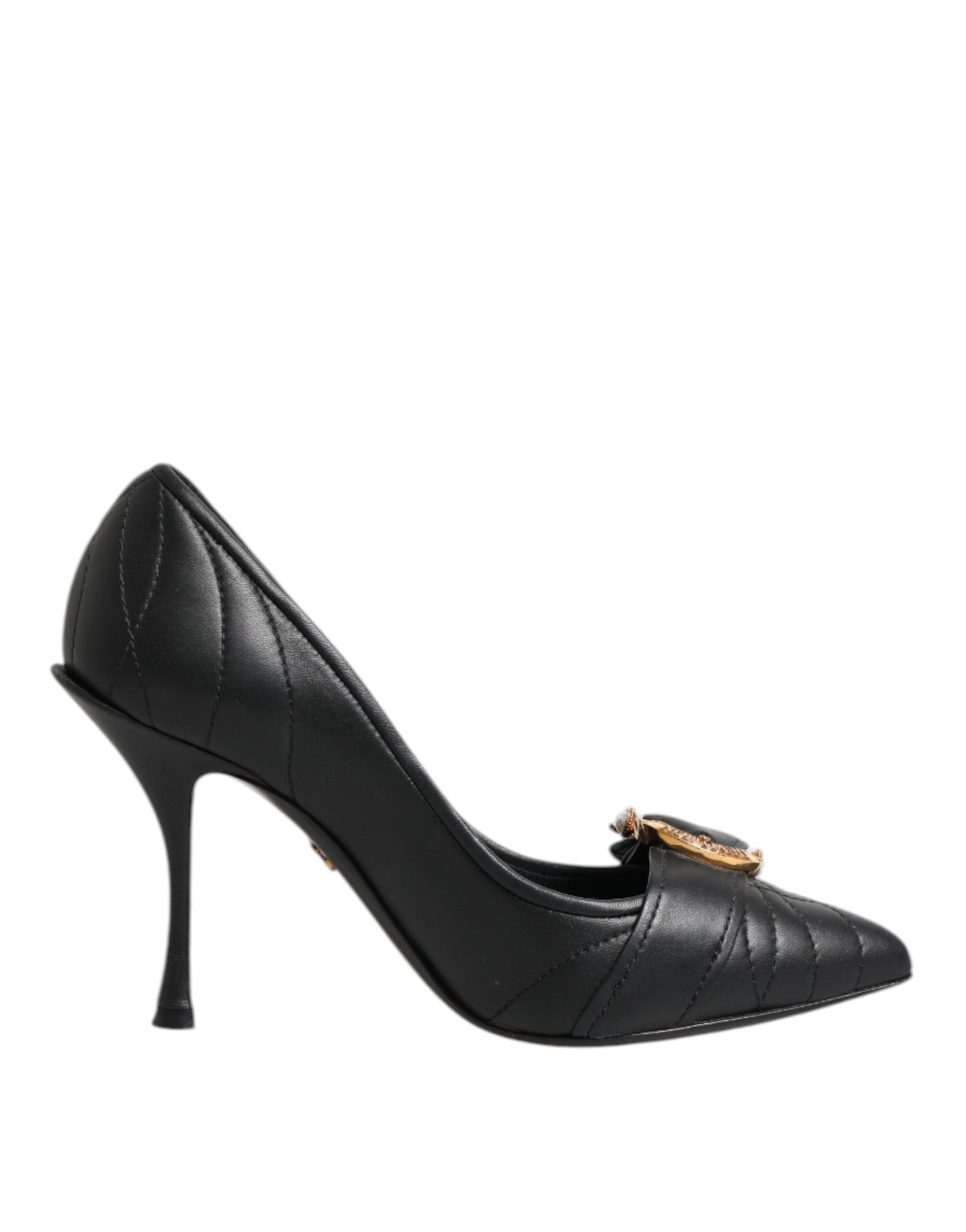 Dolce & Gabbana Black Devotion Leather Heels Pumps Shoes