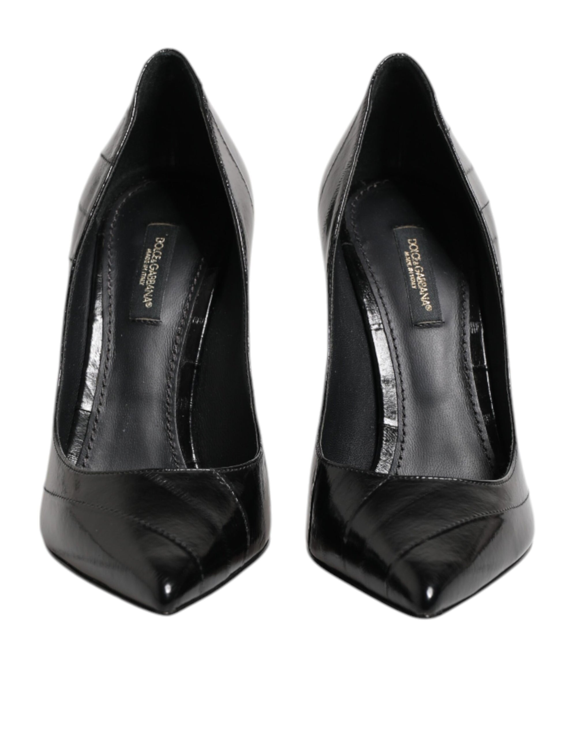 Dolce & Gabbana Black Leather Stiletto High Heels Pumps Shoes