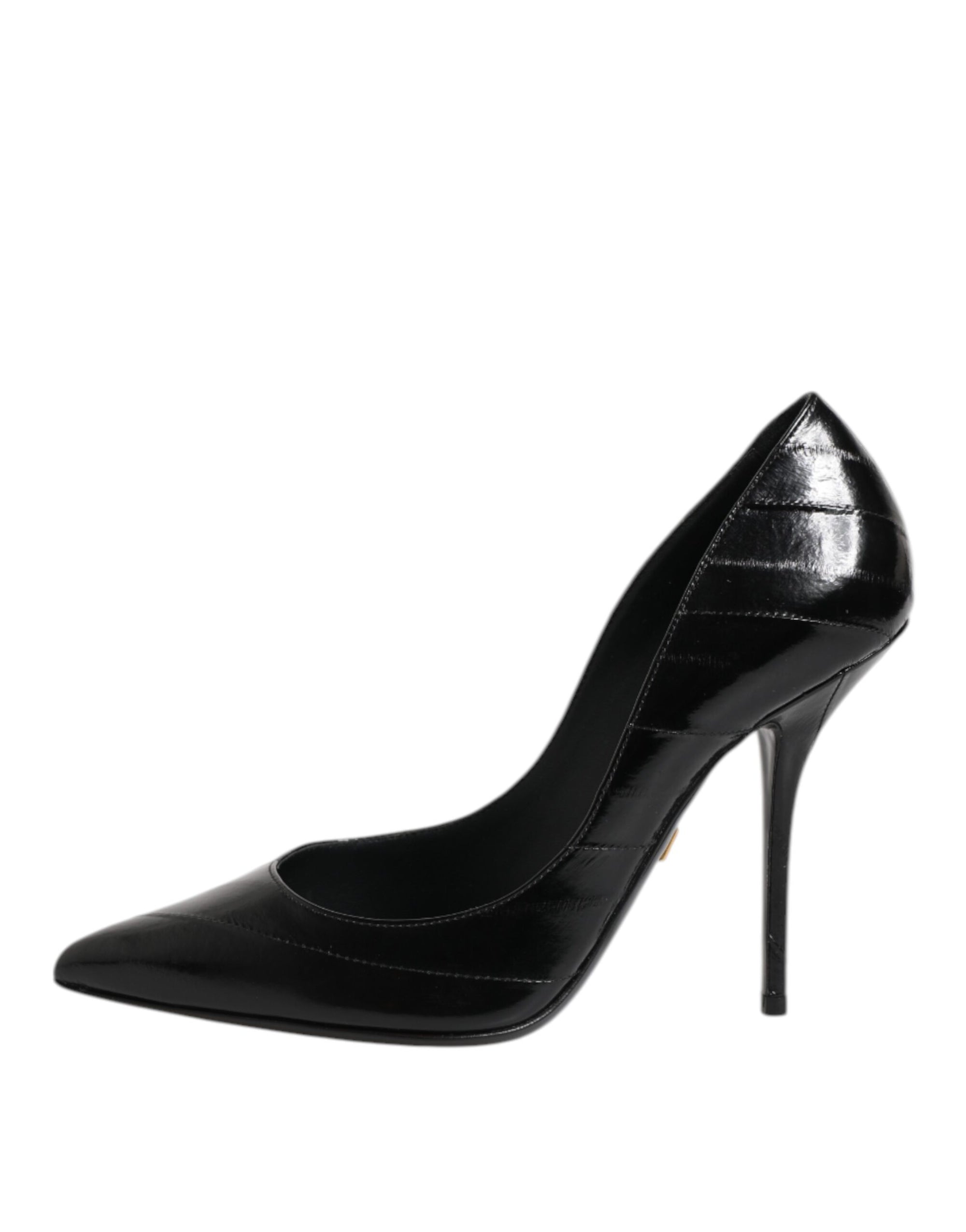 Dolce & Gabbana Black Leather Stiletto High Heels Pumps Shoes