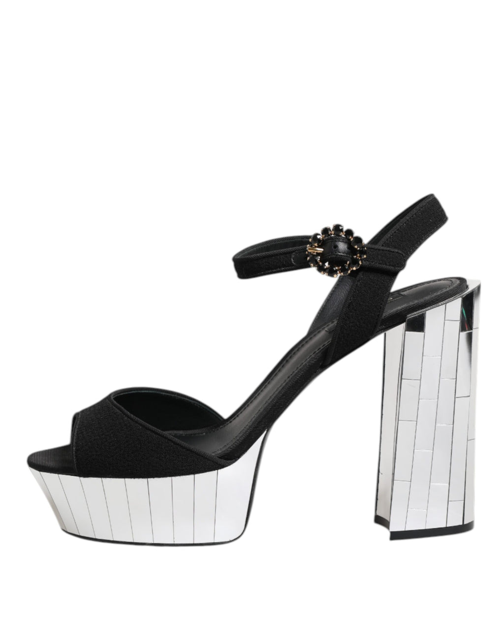 Dolce & Gabbana Black Crystal Ankle Strap Keira Sandal Shoes