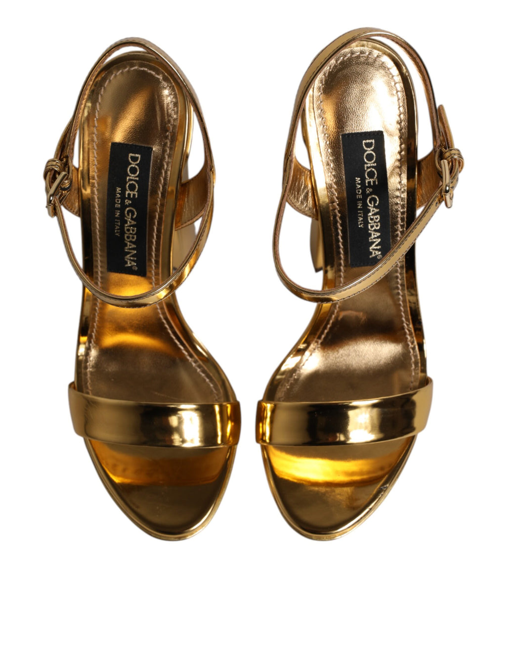 Dolce & Gabbana Gold Leather Platform Keira Sandals Shoes