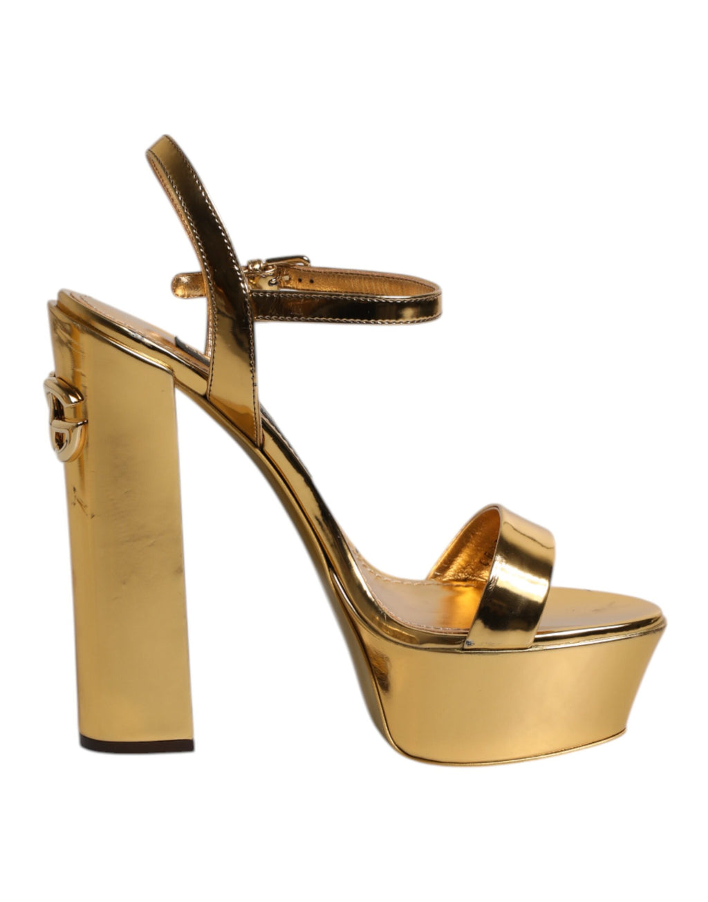Dolce & Gabbana Gold Leather Platform Keira Sandals Shoes