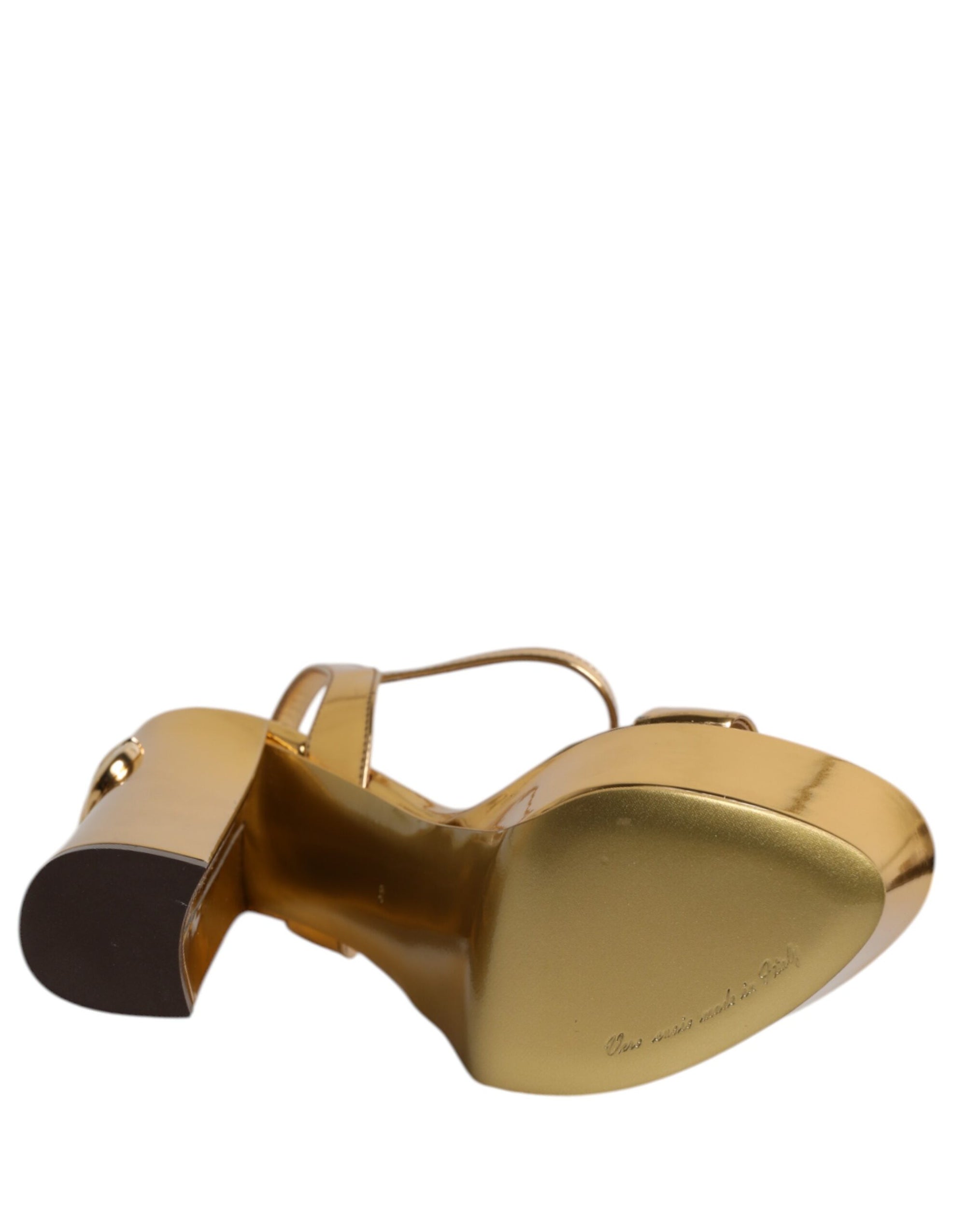 Dolce & Gabbana Gold Leather Platform Keira Sandals Shoes