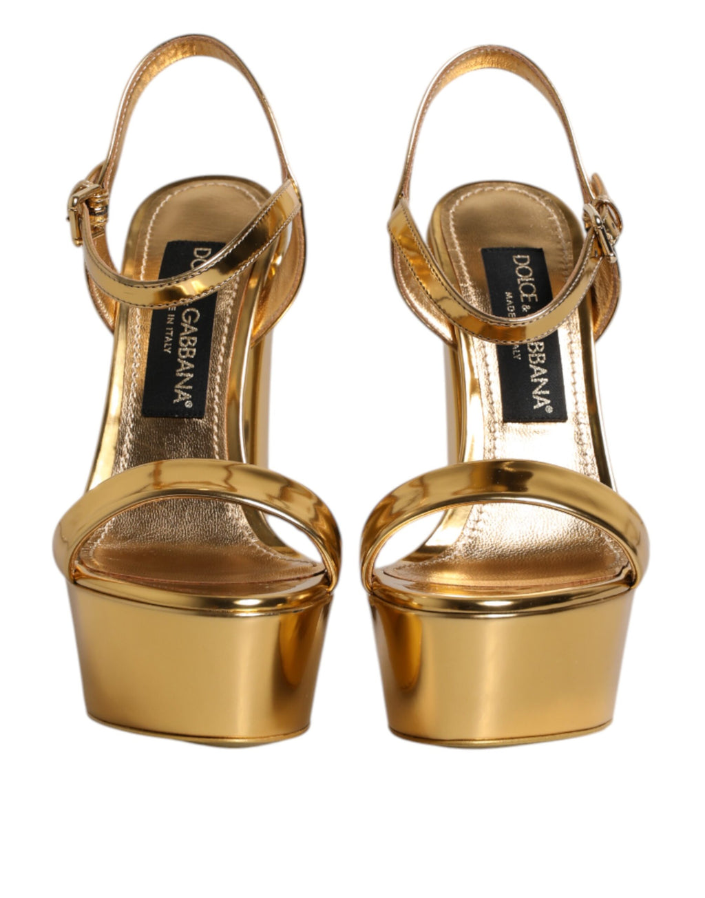 Dolce & Gabbana Gold Leather Platform Keira Sandals Shoes