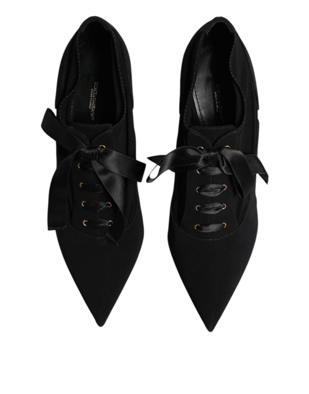 Dolce & Gabbana Black Lace Up Stiletto Heels Pumps Shoes