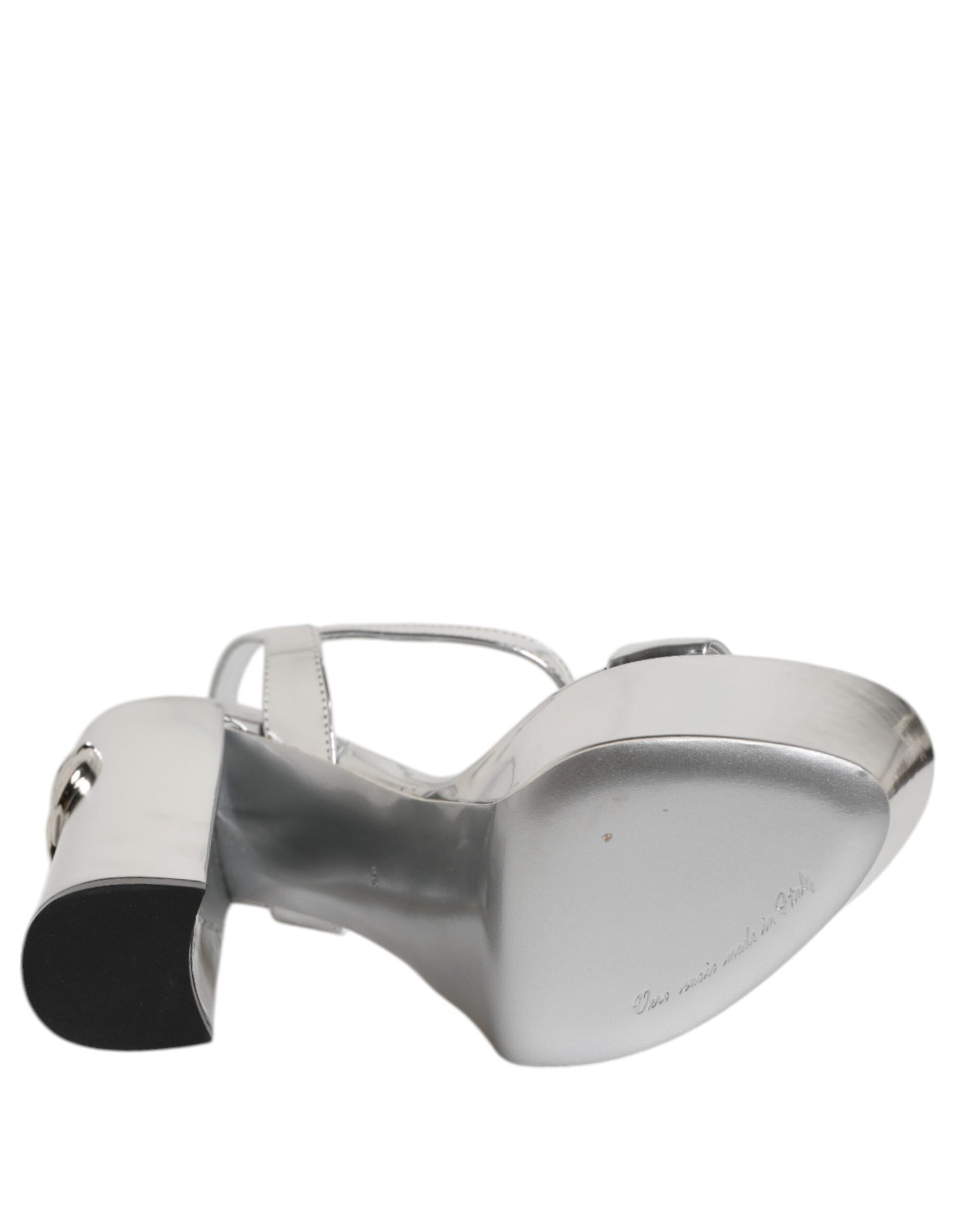 Dolce & Gabbana Silver Leather Platform Keira Sandals Shoes