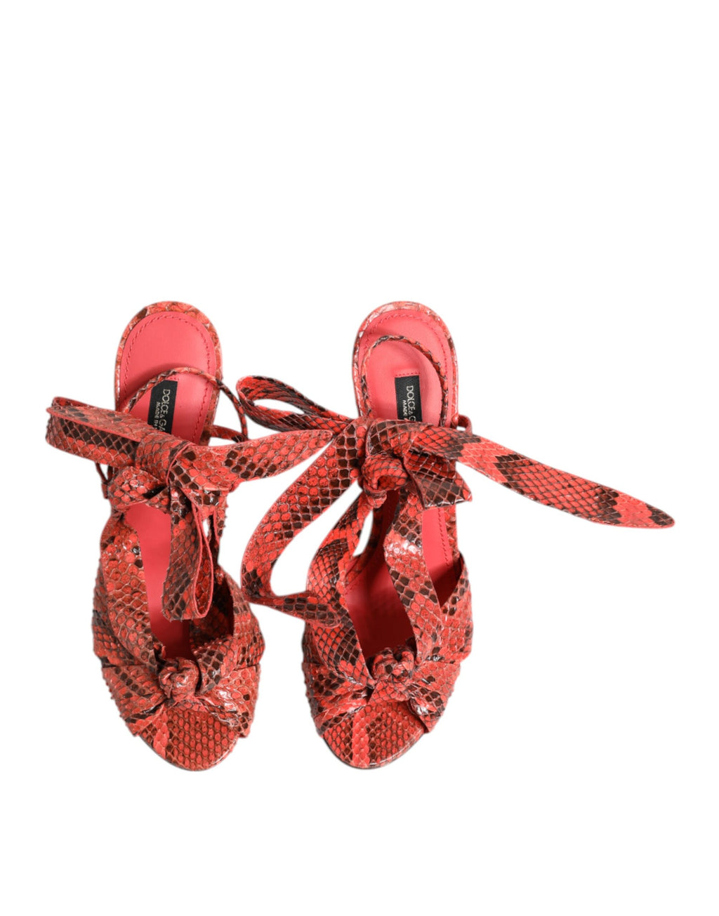Dolce & Gabbana Coral Python Leather Heels Sandals Shoes