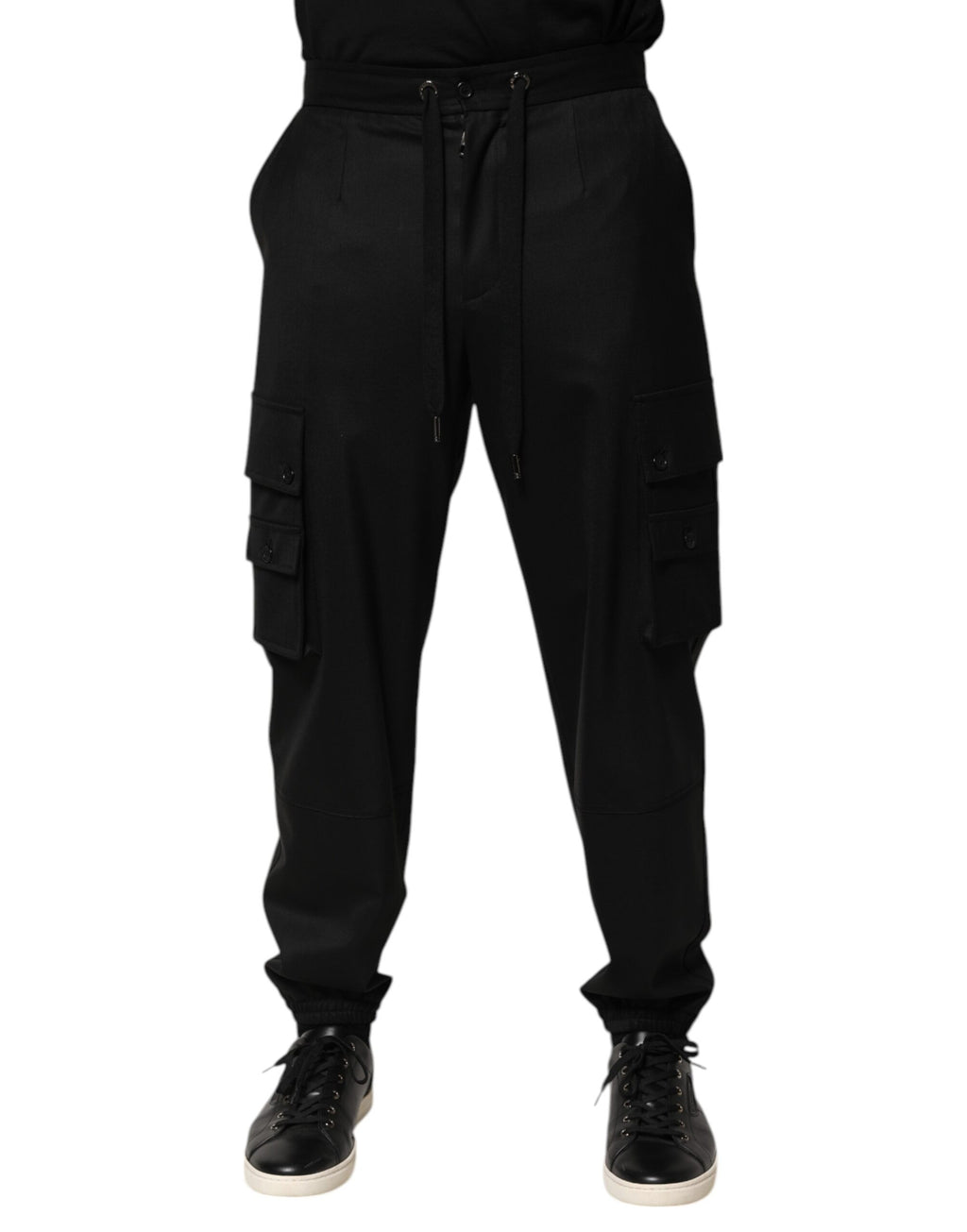 Dolce & Gabbana Solid Black Cargo Jogger Men Sweatpants Pants
