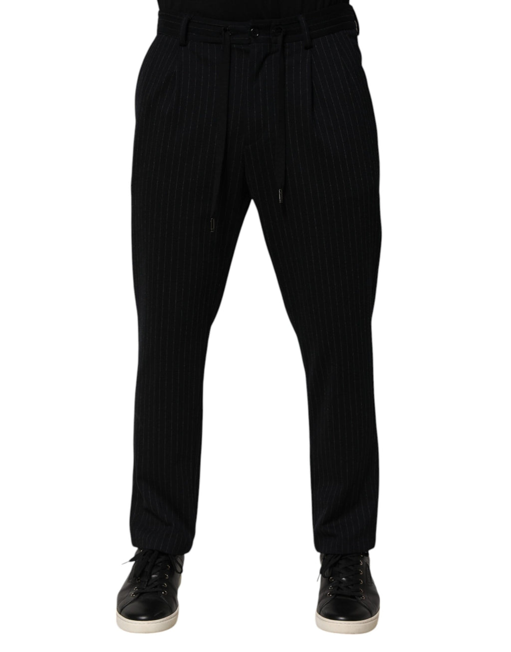 Dolce & Gabbana Black Stripes Viscose Skinny Dress Men Pants