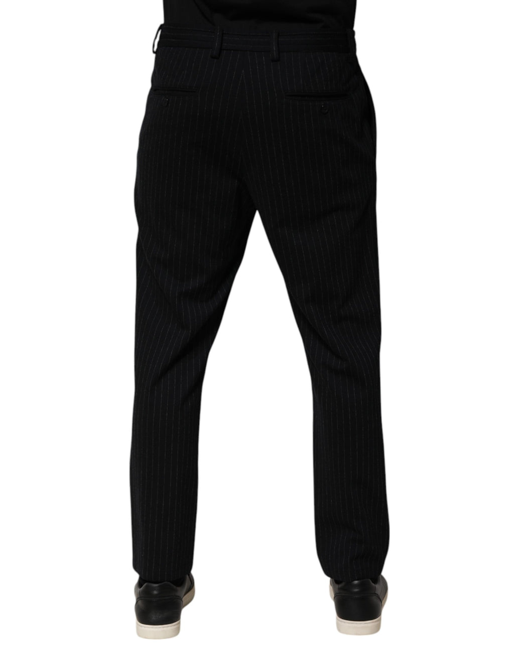 Dolce & Gabbana Black Stripes Viscose Skinny Dress Men Pants