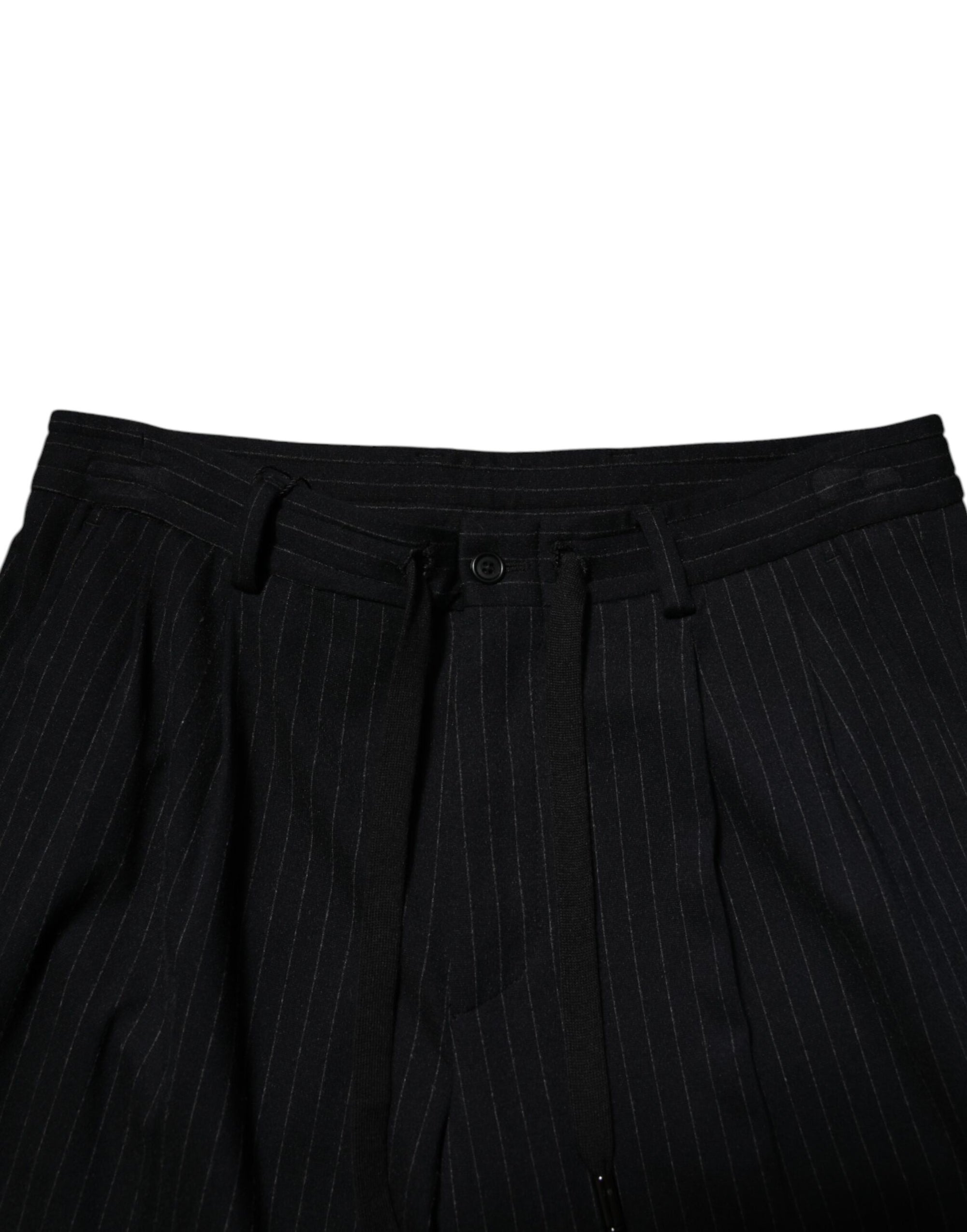 Dolce & Gabbana Black Stripes Viscose Skinny Dress Men Pants