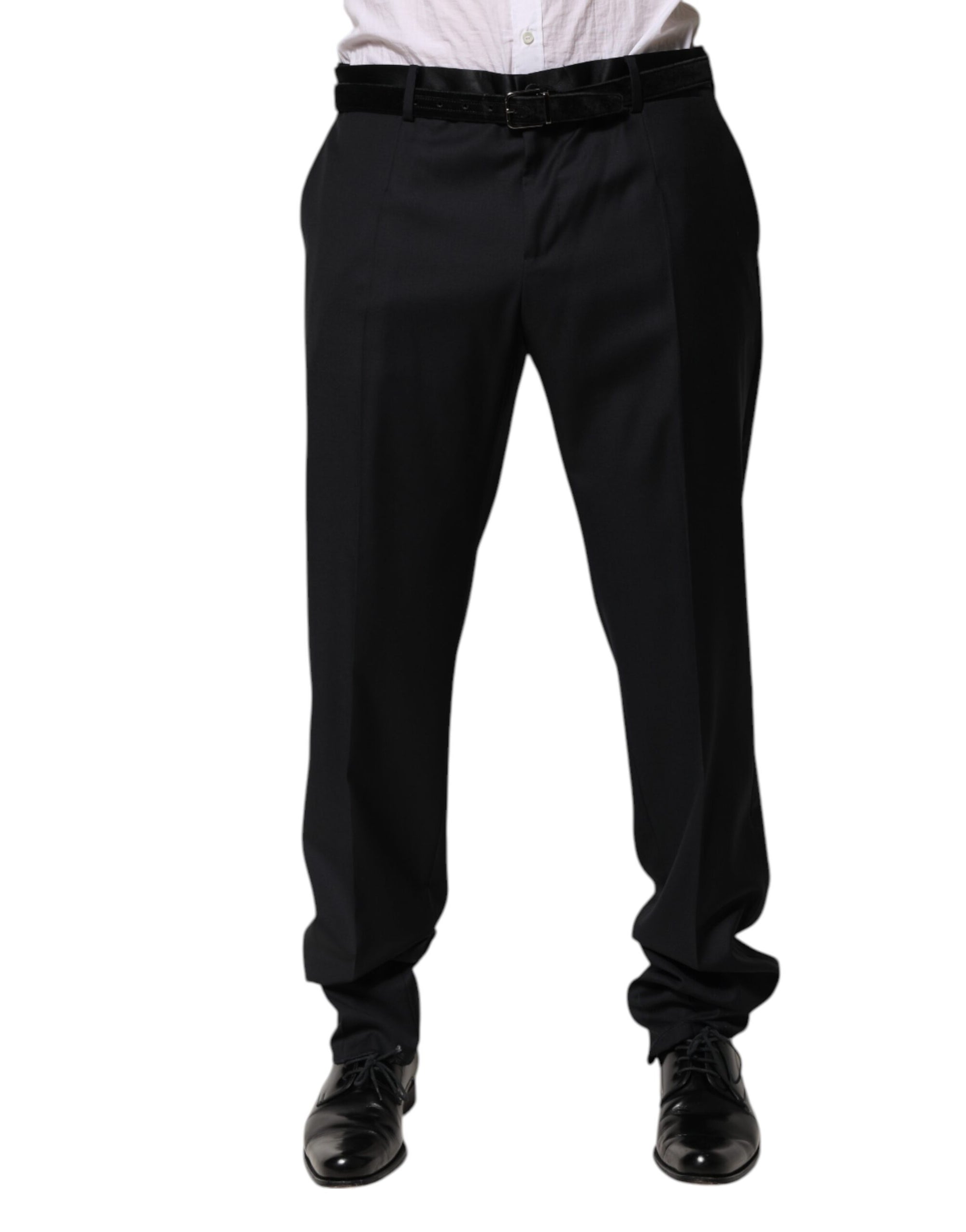 Dolce & Gabbana Black Wool Men Formal Dress Trouser Pants