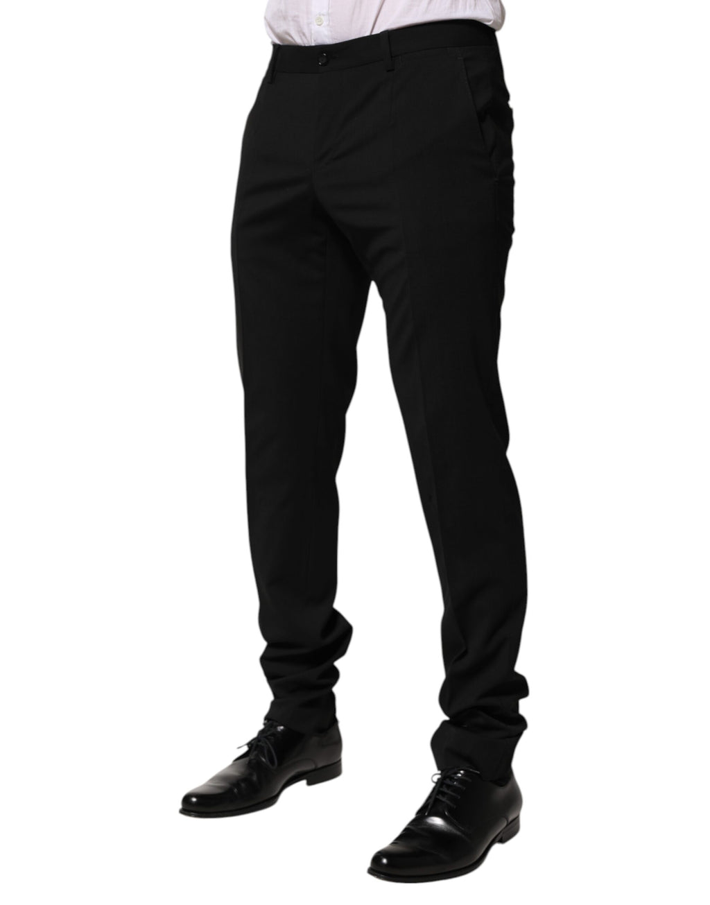 Dolce & Gabbana Black Wool Tapered Formal Men Dress Pants