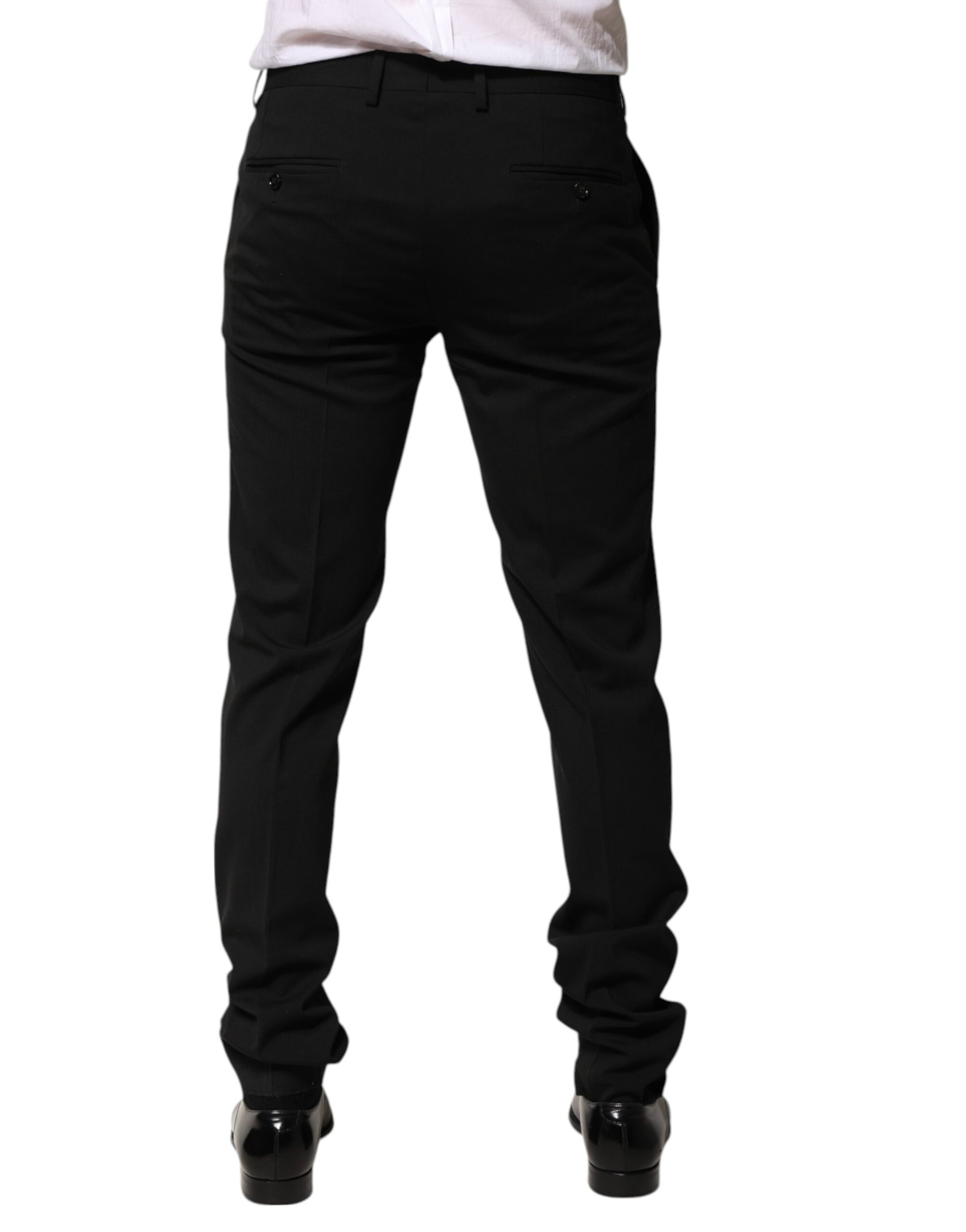 Dolce & Gabbana Black Wool Tapered Formal Men Dress Pants
