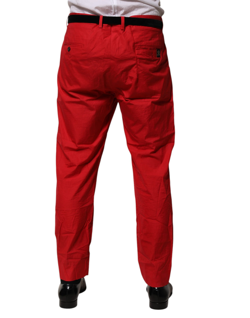 Dolce & Gabbana Red Cotton Pleated Men Formal Trouser Pants
