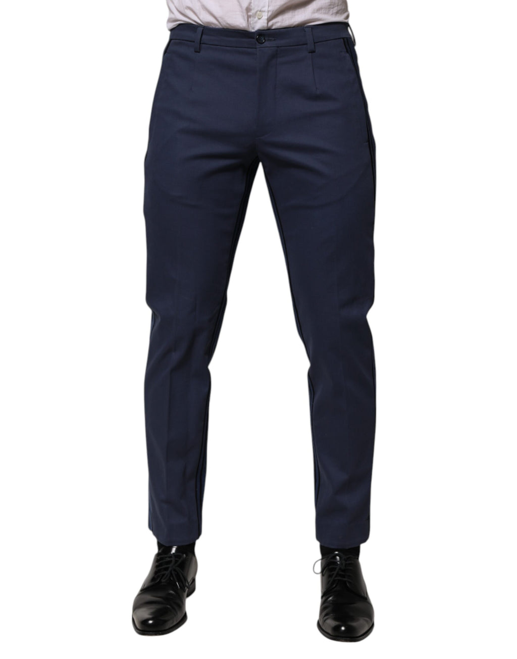 Dolce & Gabbana Blue Cotton Tapered Men Formal Trousers Pants