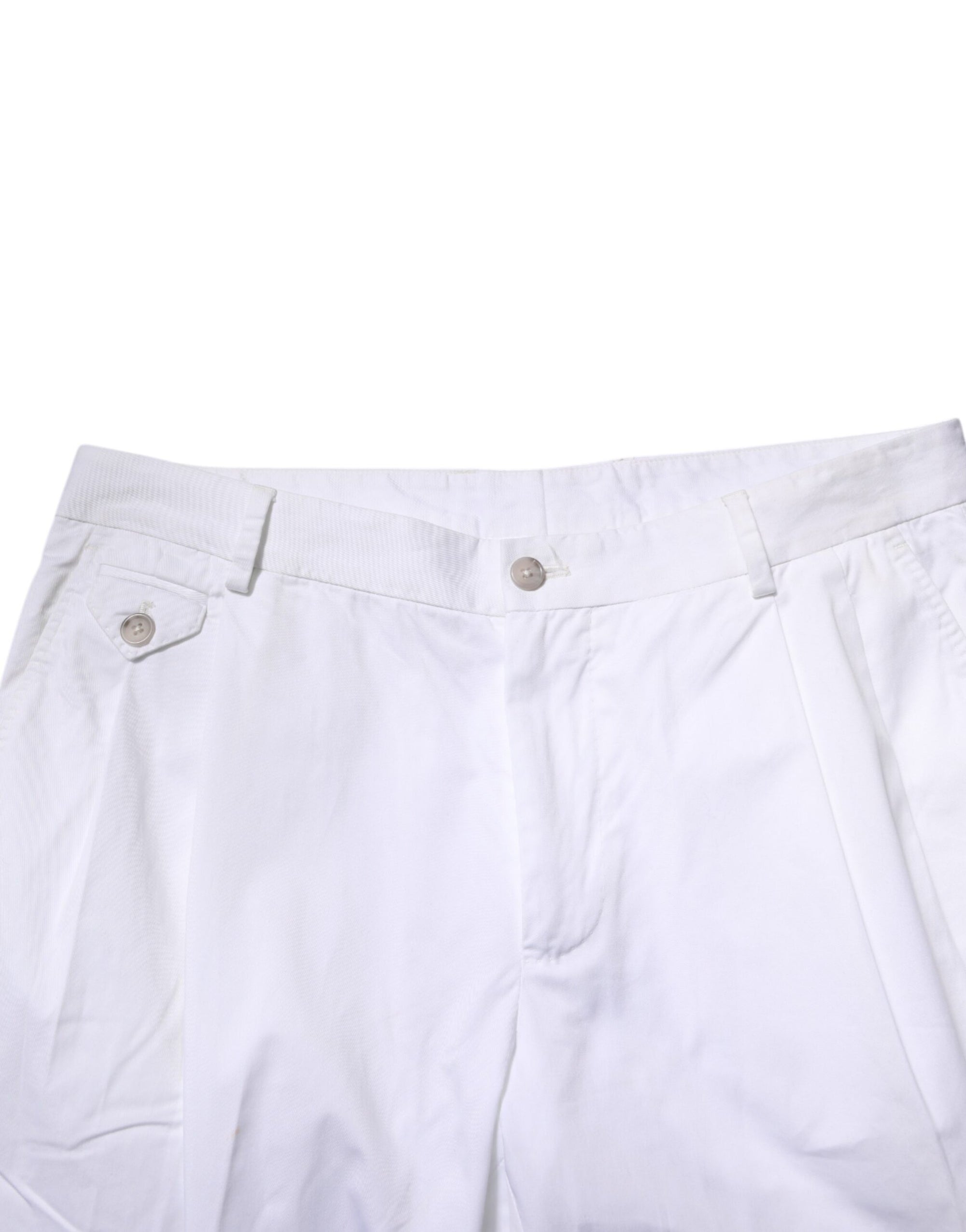 Dolce & Gabbana White Cotton Dress Slim Formal Trouser Pants
