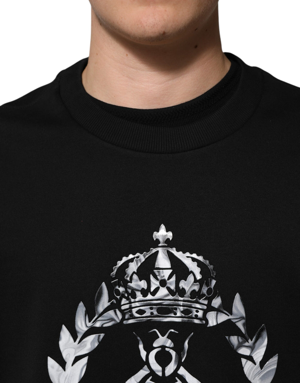 Dolce & Gabbana Black Cotton DG Logo Crew Sweatshirt Sweater
