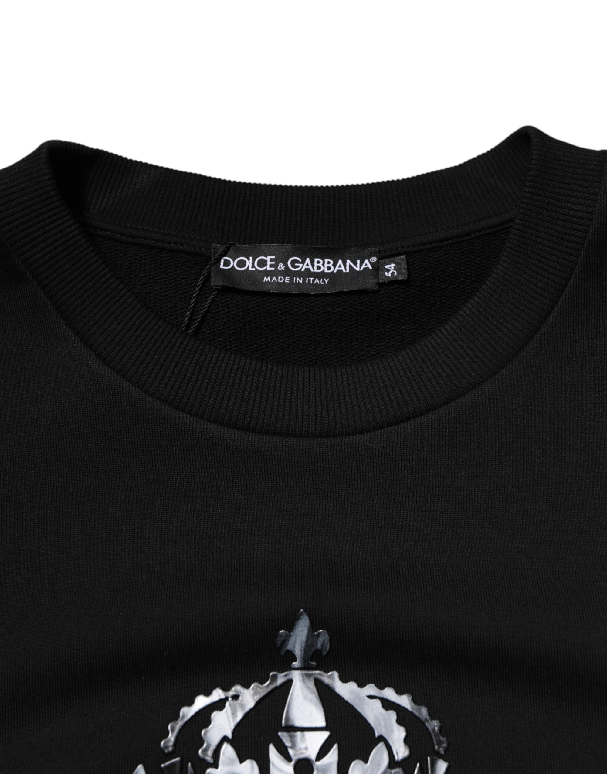 Dolce & Gabbana Black Cotton DG Logo Crew Sweatshirt Sweater