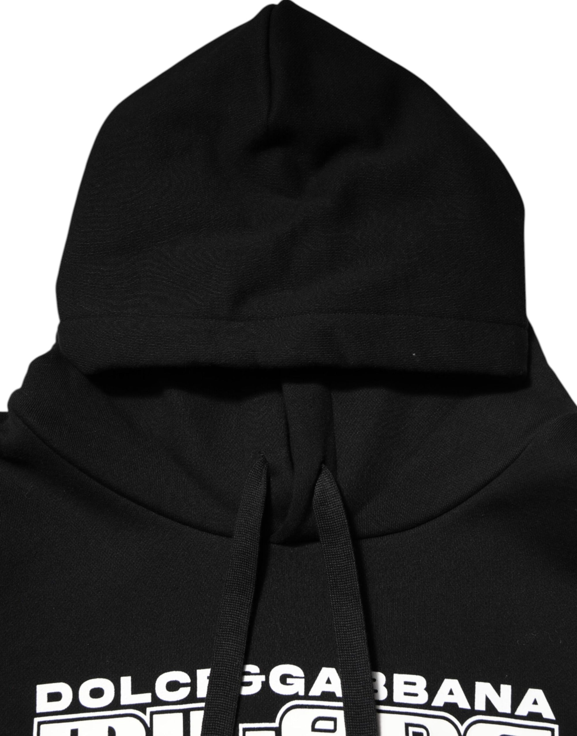 Dolce & Gabbana Black Cotton DG Milano Logo Print Hoodie Sweater