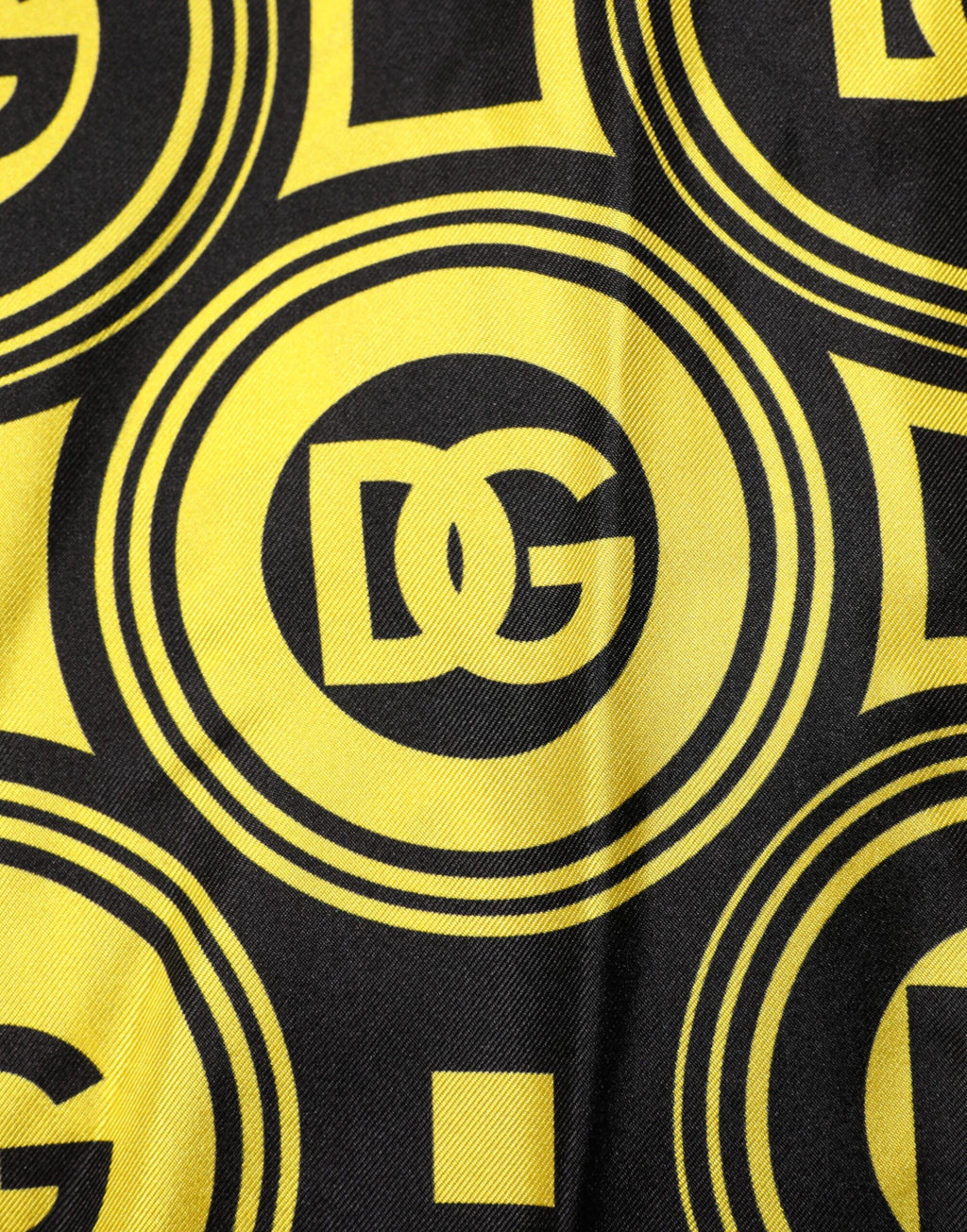Dolce & Gabbana Yellow Silk Silver DG Logo Geometric T-shirt