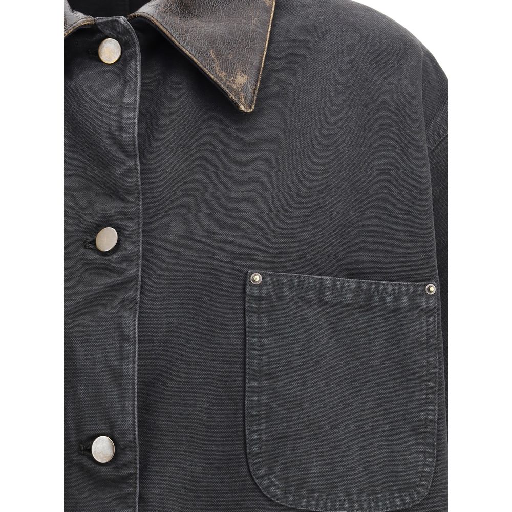 Prada Denim Jacket with leather collar
