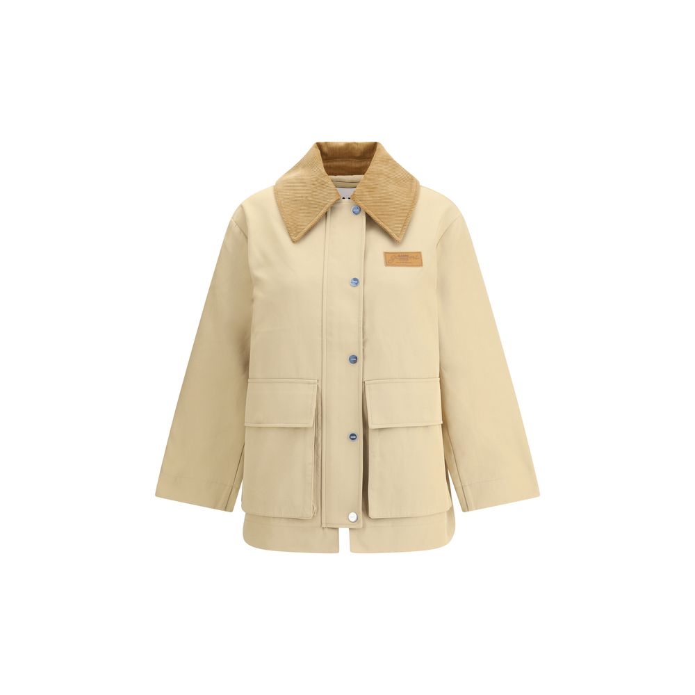 Ganni Cotton Jacket with corduroy collar