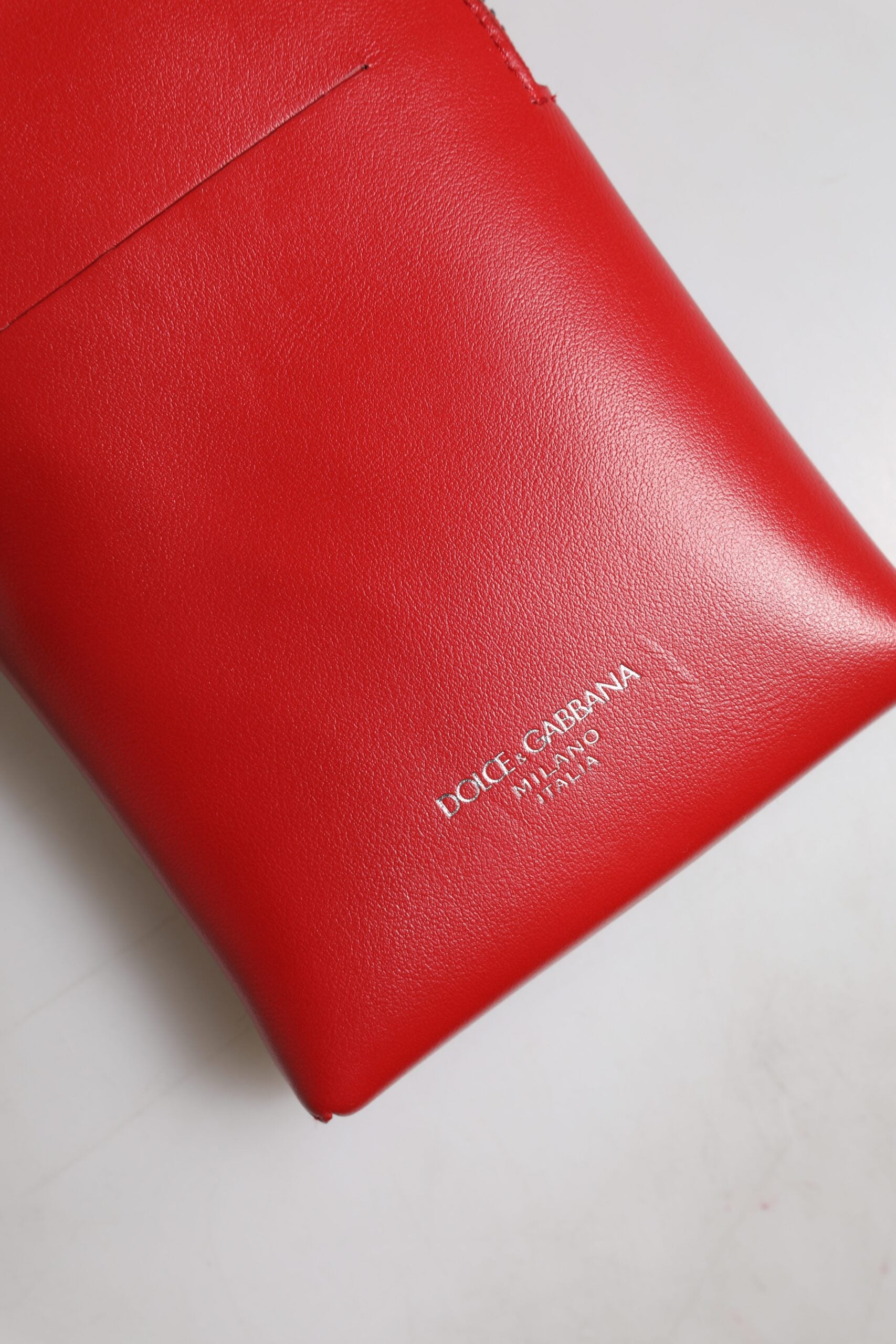 Dolce & Gabbana Red Leather Purse Phone Sling Crossbody Neck Strap Bag