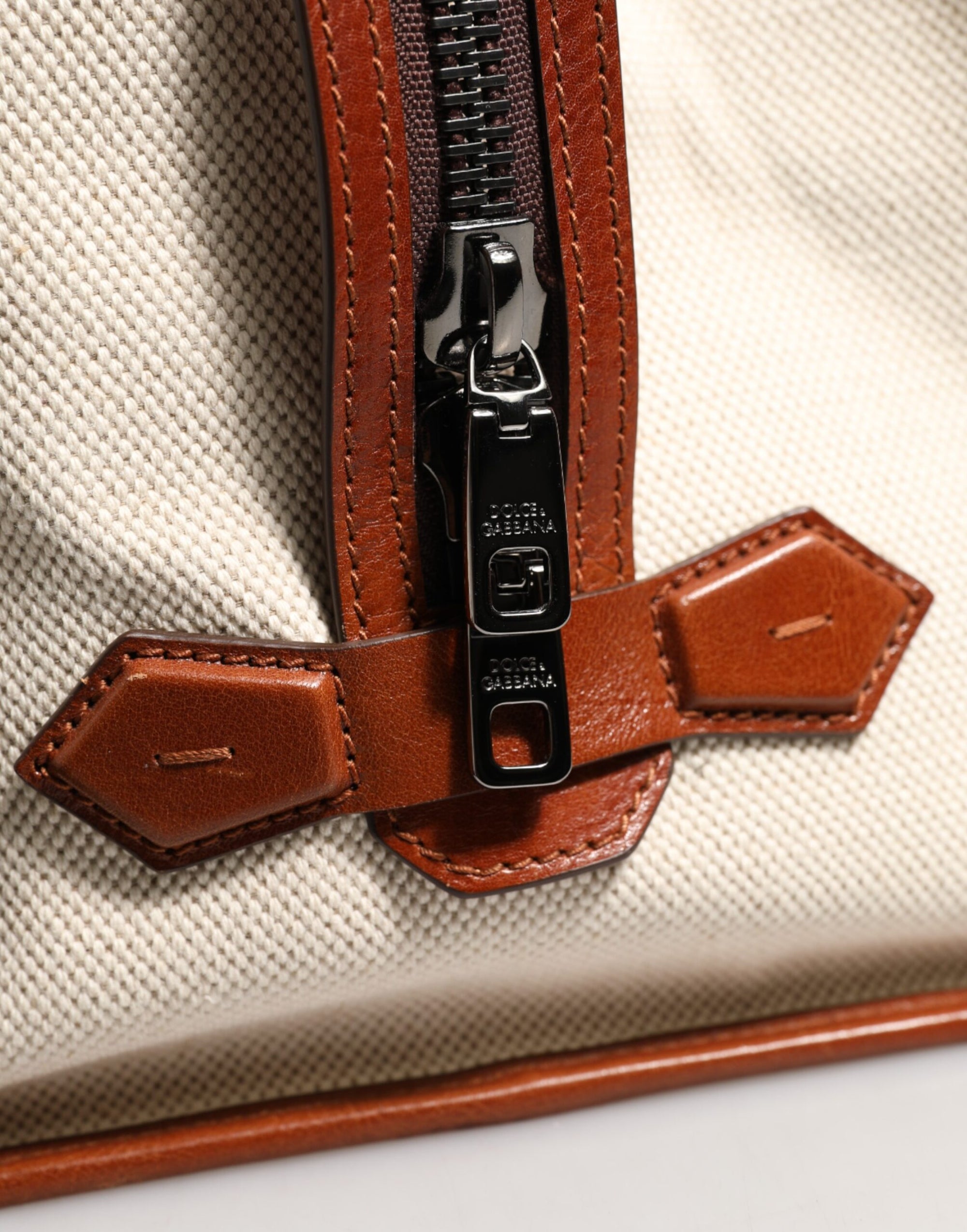 Dolce & Gabbana Beige Brown Canvas Leather EDGE Travel Men Back Pack Bag