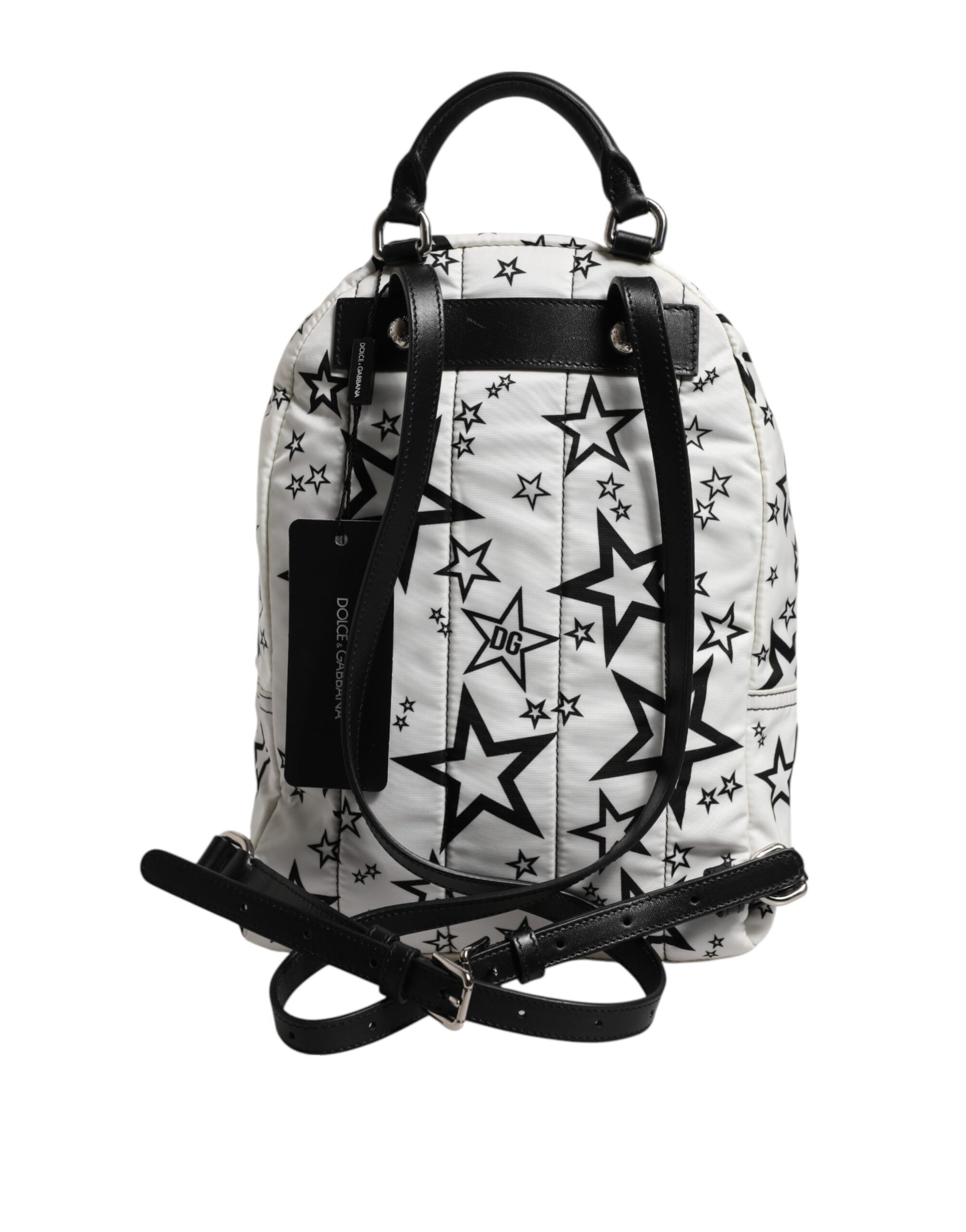 Dolce & Gabbana White DG Stars Print Nylon Travel Backpack Bag