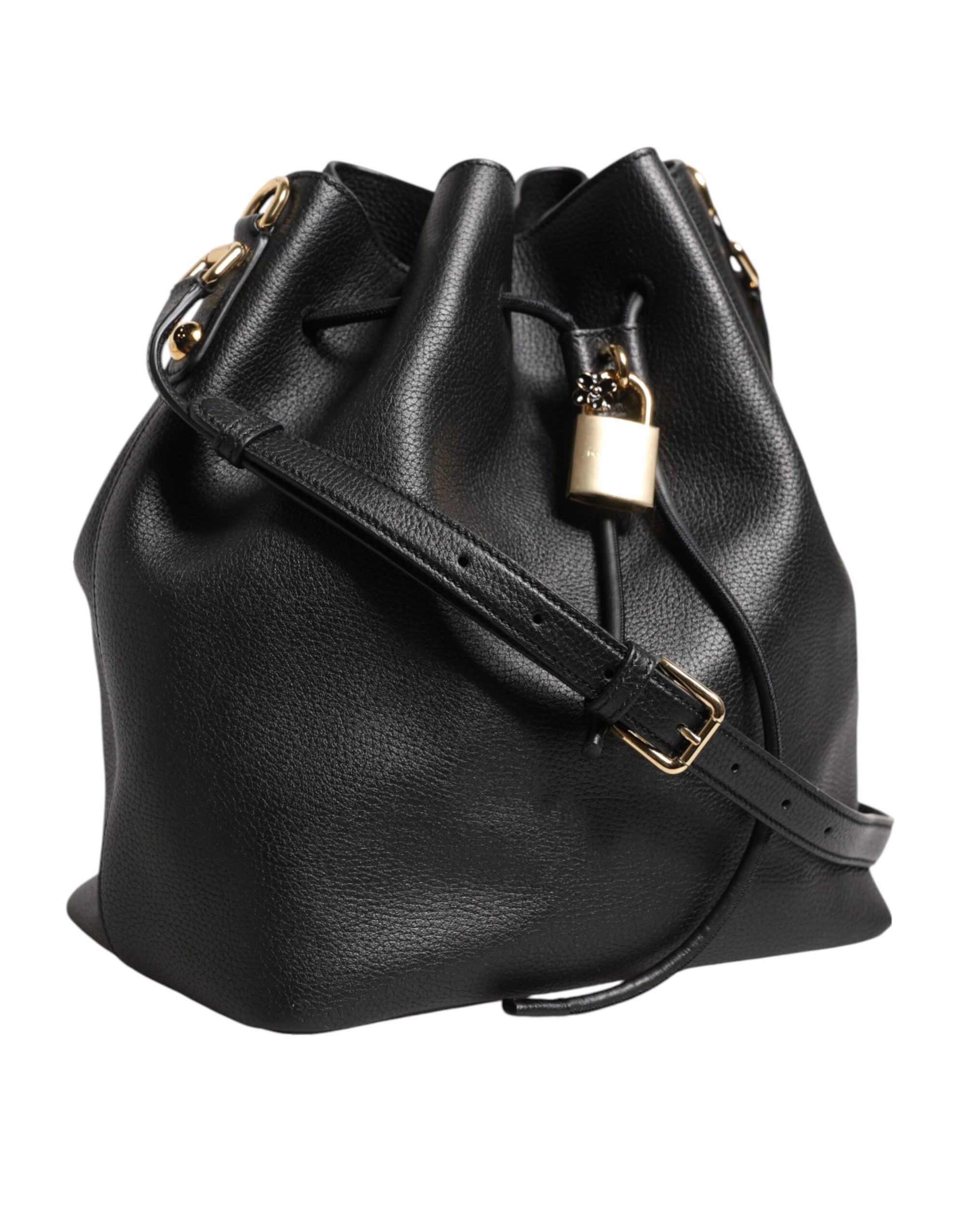Dolce & Gabbana Black Leather Shoulder Crossbody Bucket DOLCE Bag