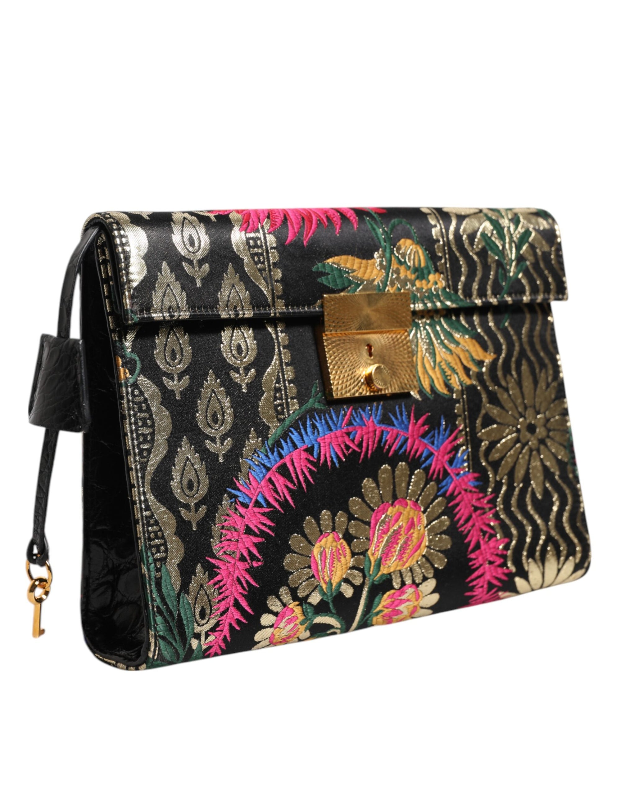 Dolce & Gabbana Multicolor Jacquard Floral Document Briefcase Bag