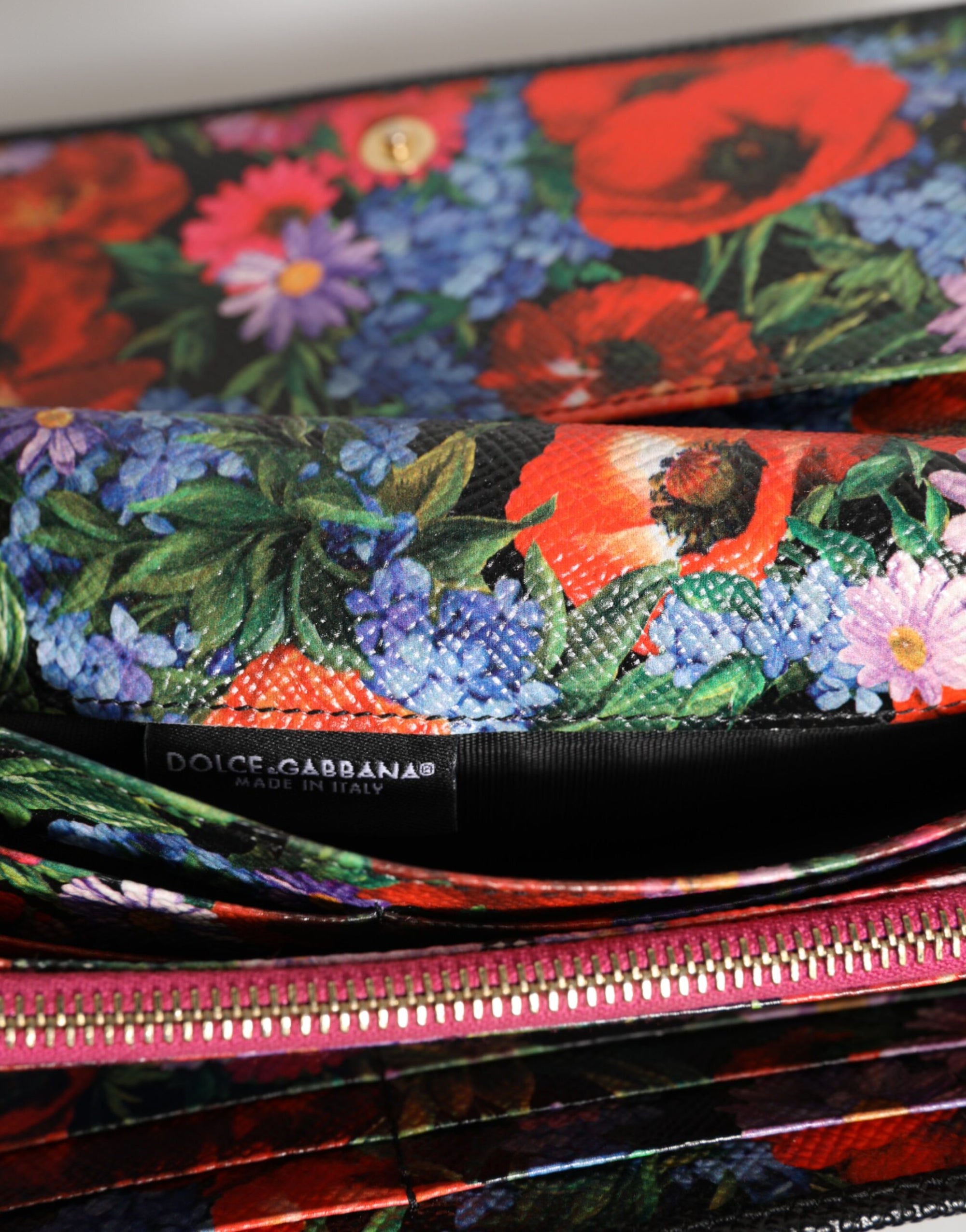 Dolce & Gabbana Black Leather Logo Plaque Trifold Card Holder Wallet