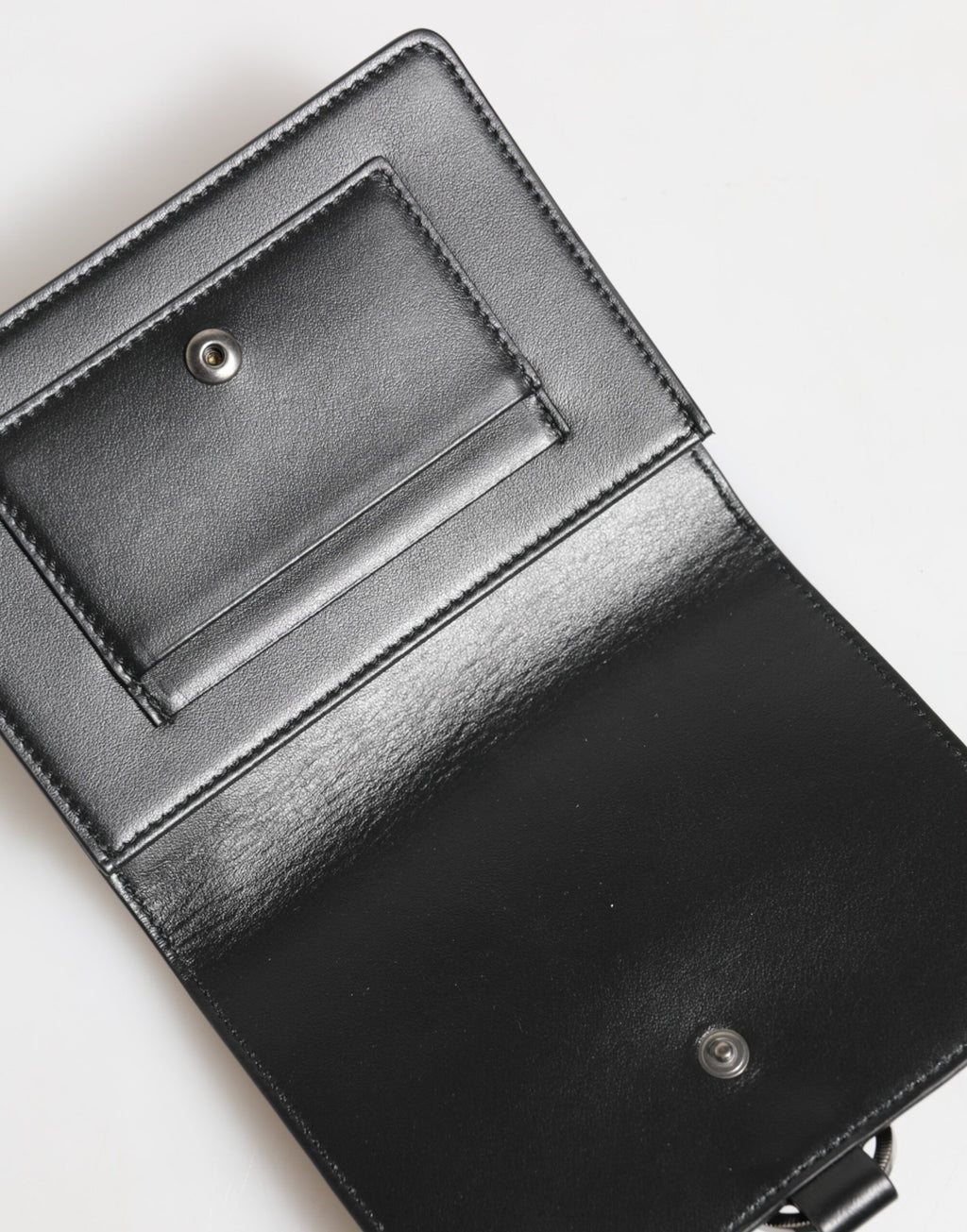 Dolce & Gabbana Black Leather Crystal Embellished Card Holder Wallet